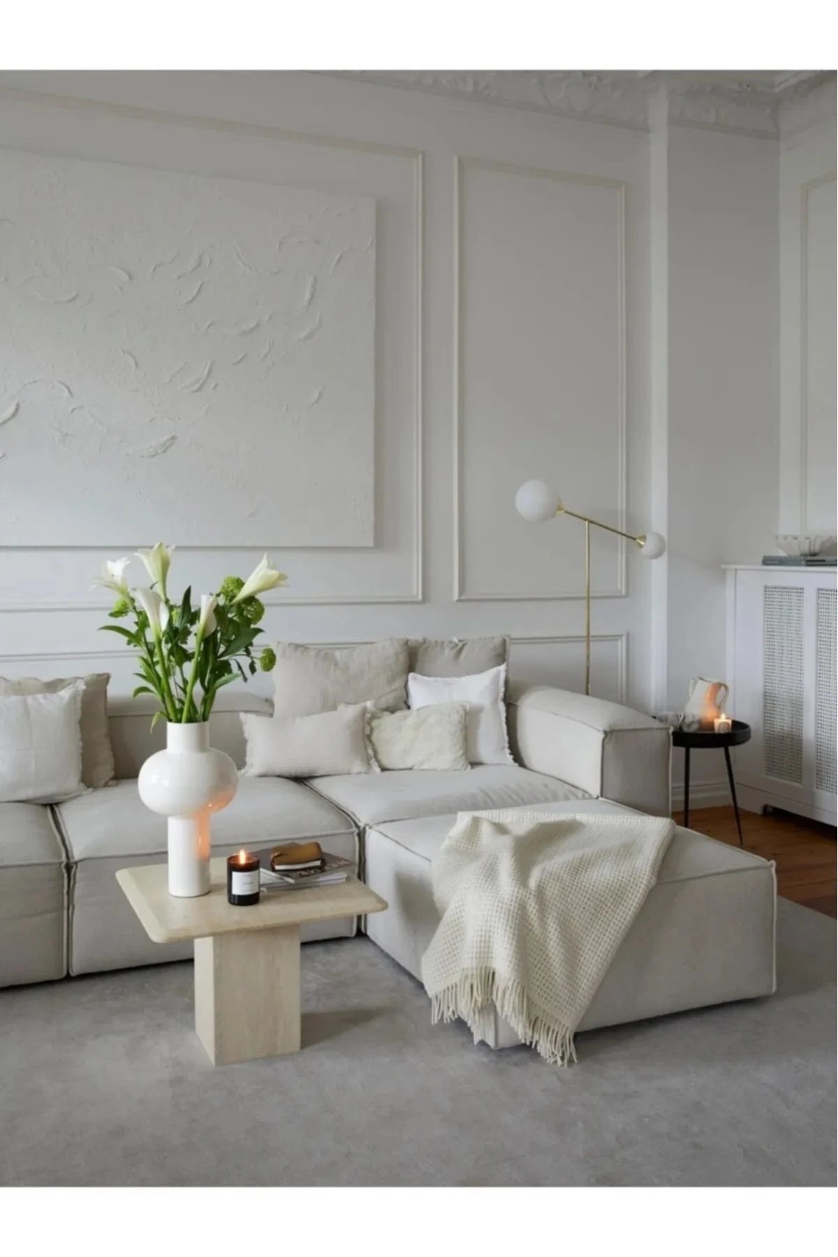 Mira Relax 4 Modül Köşe Koltuk Keten Kırık Beyaz