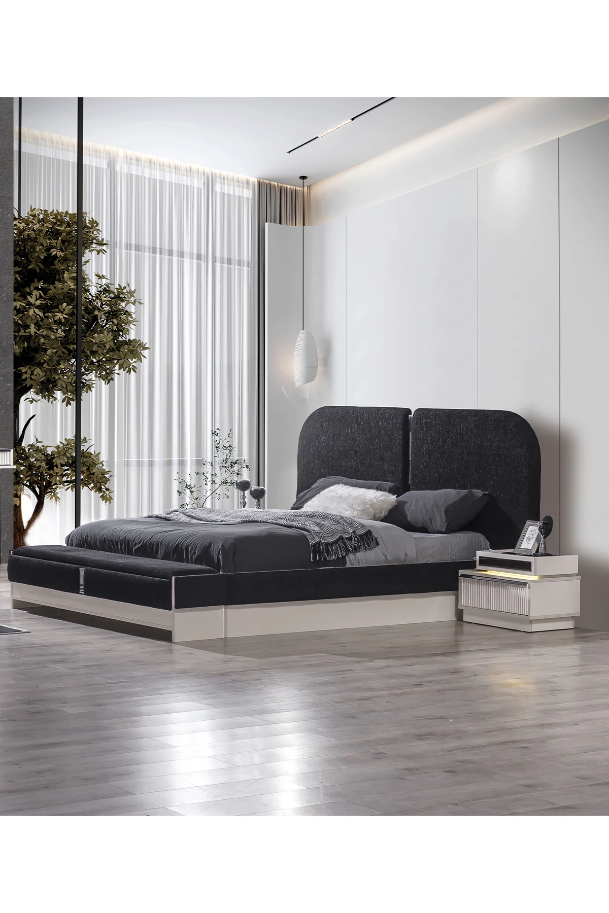 Diamond Bazalı Benchli Karyola