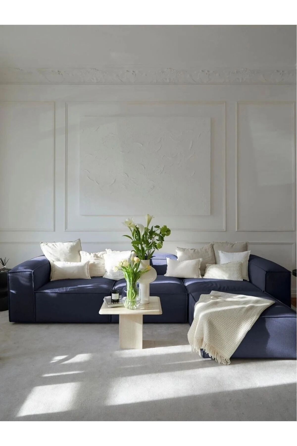 Mira Relax 4 Modül Köşe Koltuk Keten Lacivert