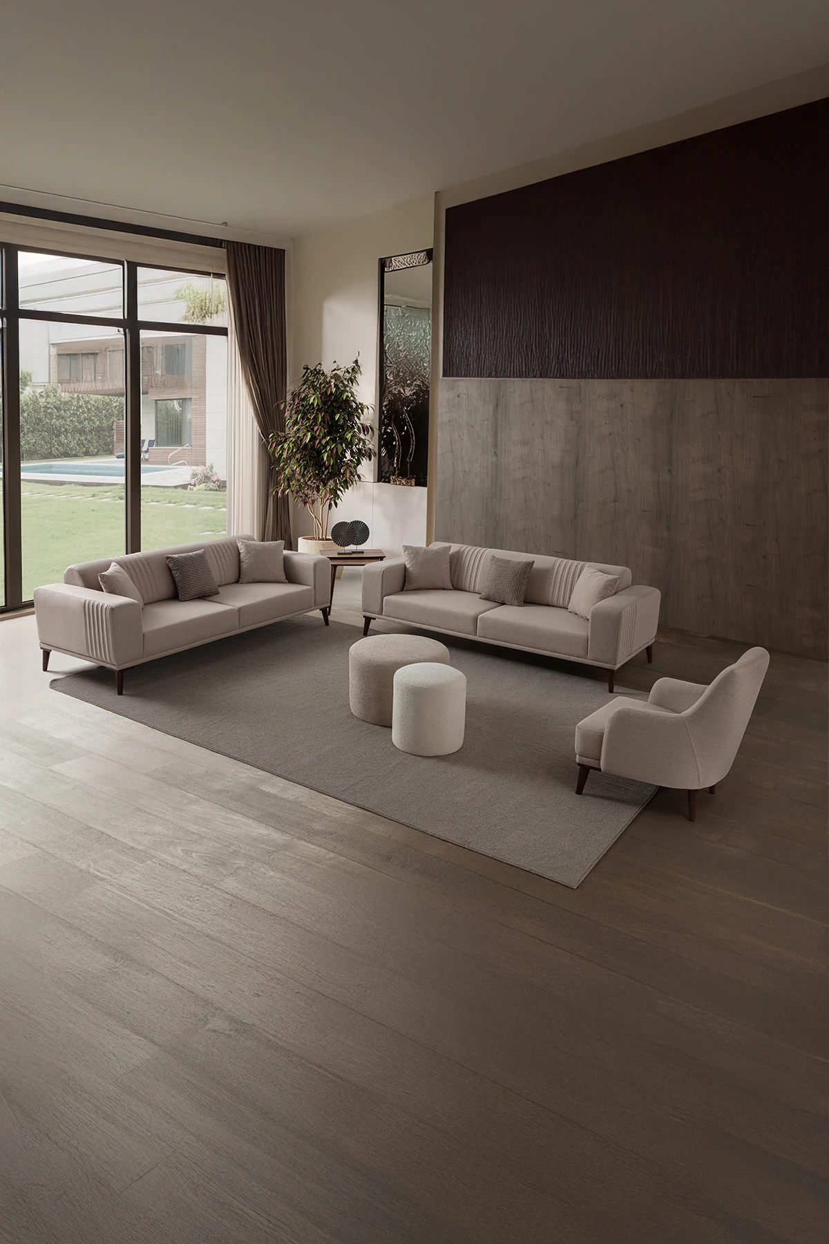 Regnar 3+3+1 Koltuk Takımı Sütlü Kahve