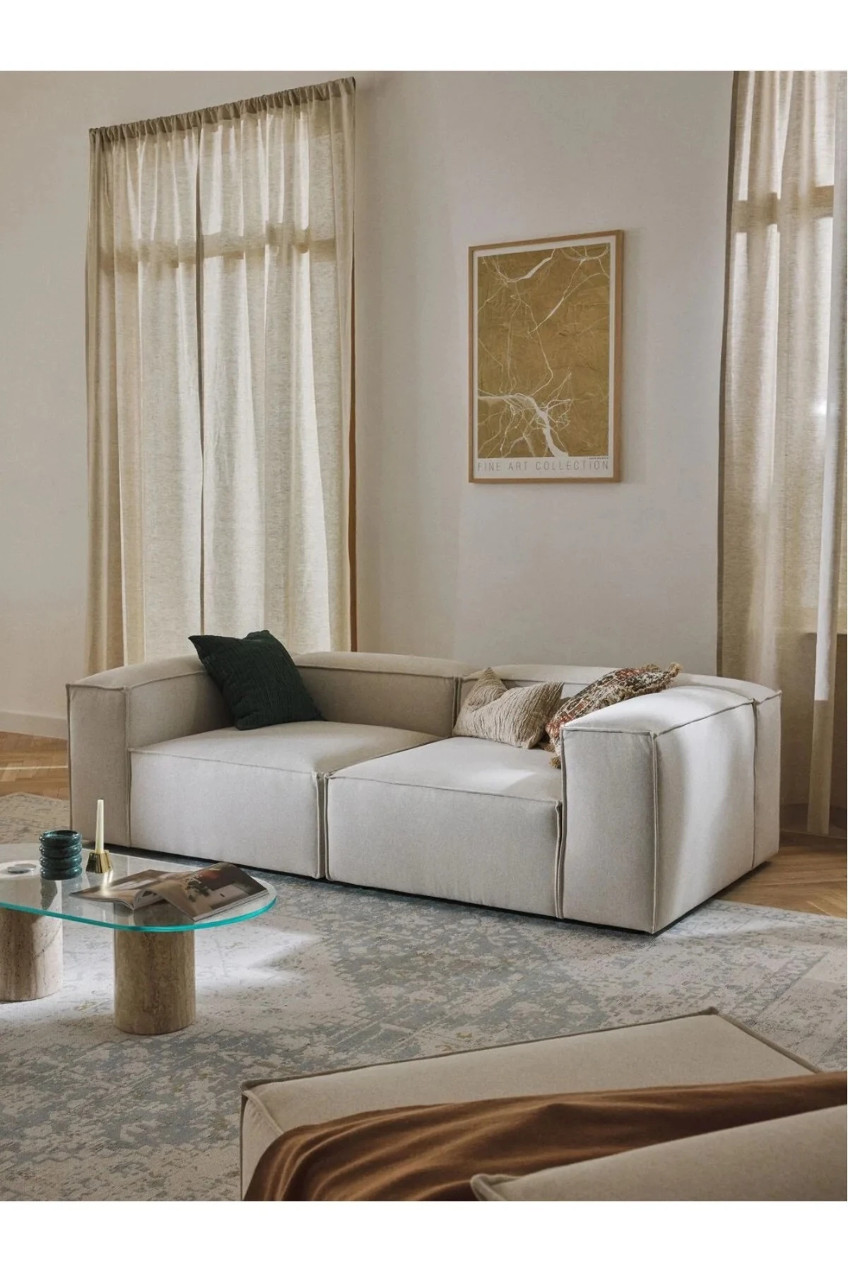 Mira 2 Modüler İkili Koltuk Keten Kırık Beyaz