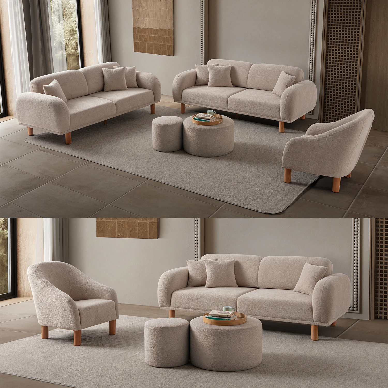 Regnum Koltuk Takımı 3+3+1 Taş Rengi