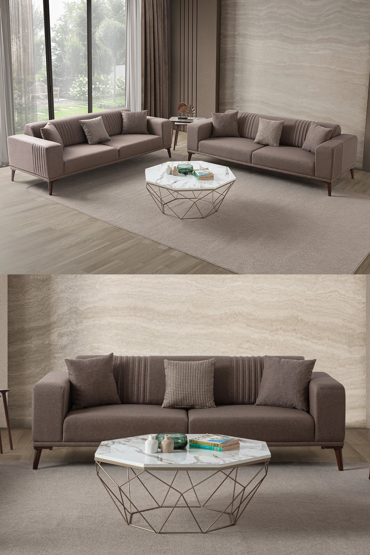 Regnar 3+3 Koltuk Takımı Kahverengi