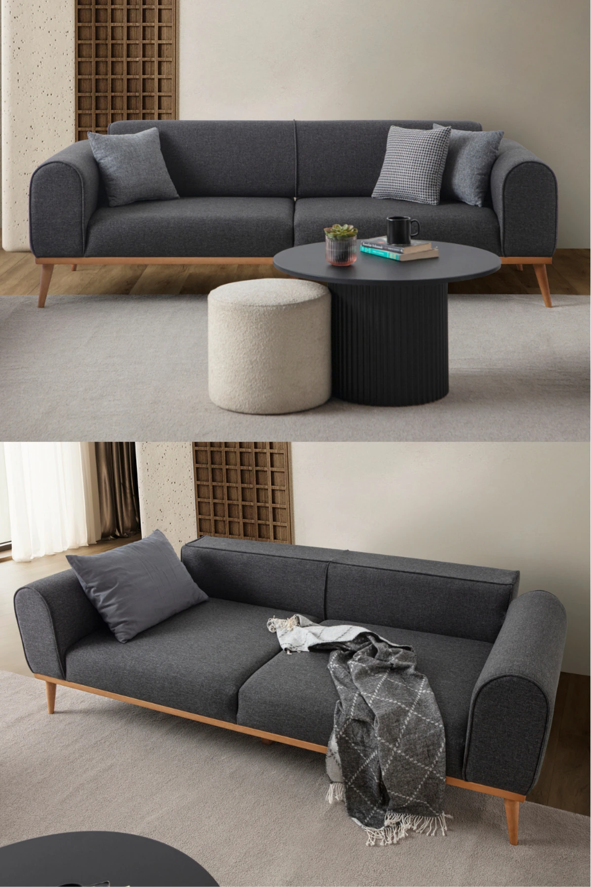 Rebul Üçlü Koltuk Antrasit