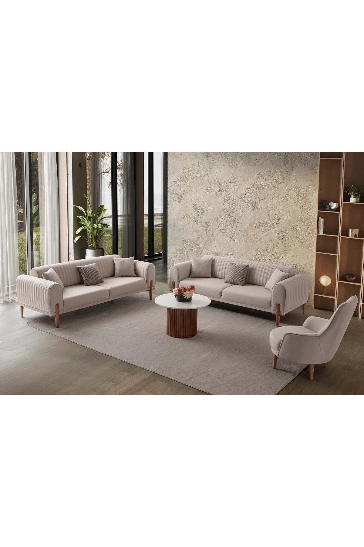 Galata 3+3+1+1 Koltuk Takımı Sütlü Kahve