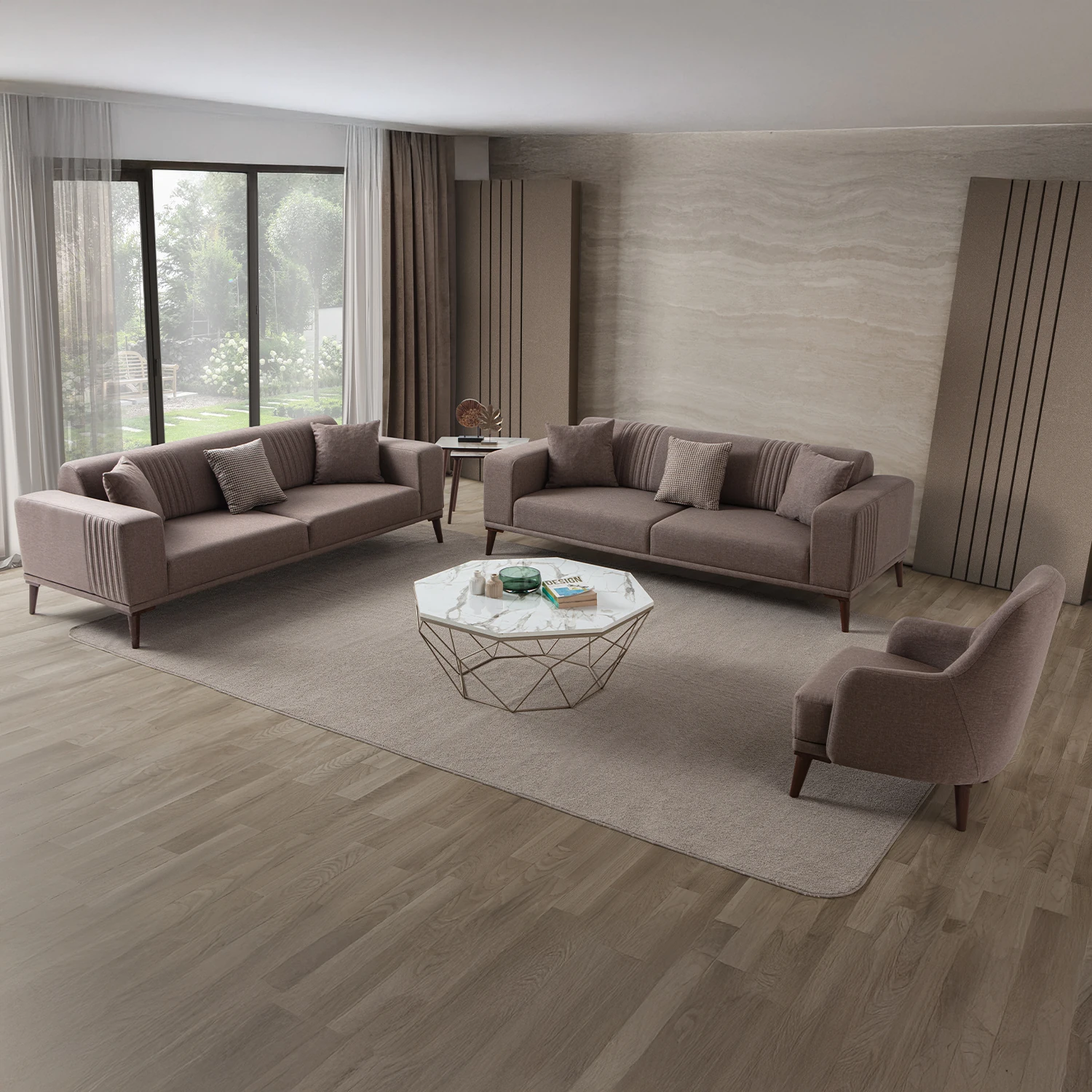 Regnar 3+3+1 Koltuk Takımı Kahverengi - Edsyhome