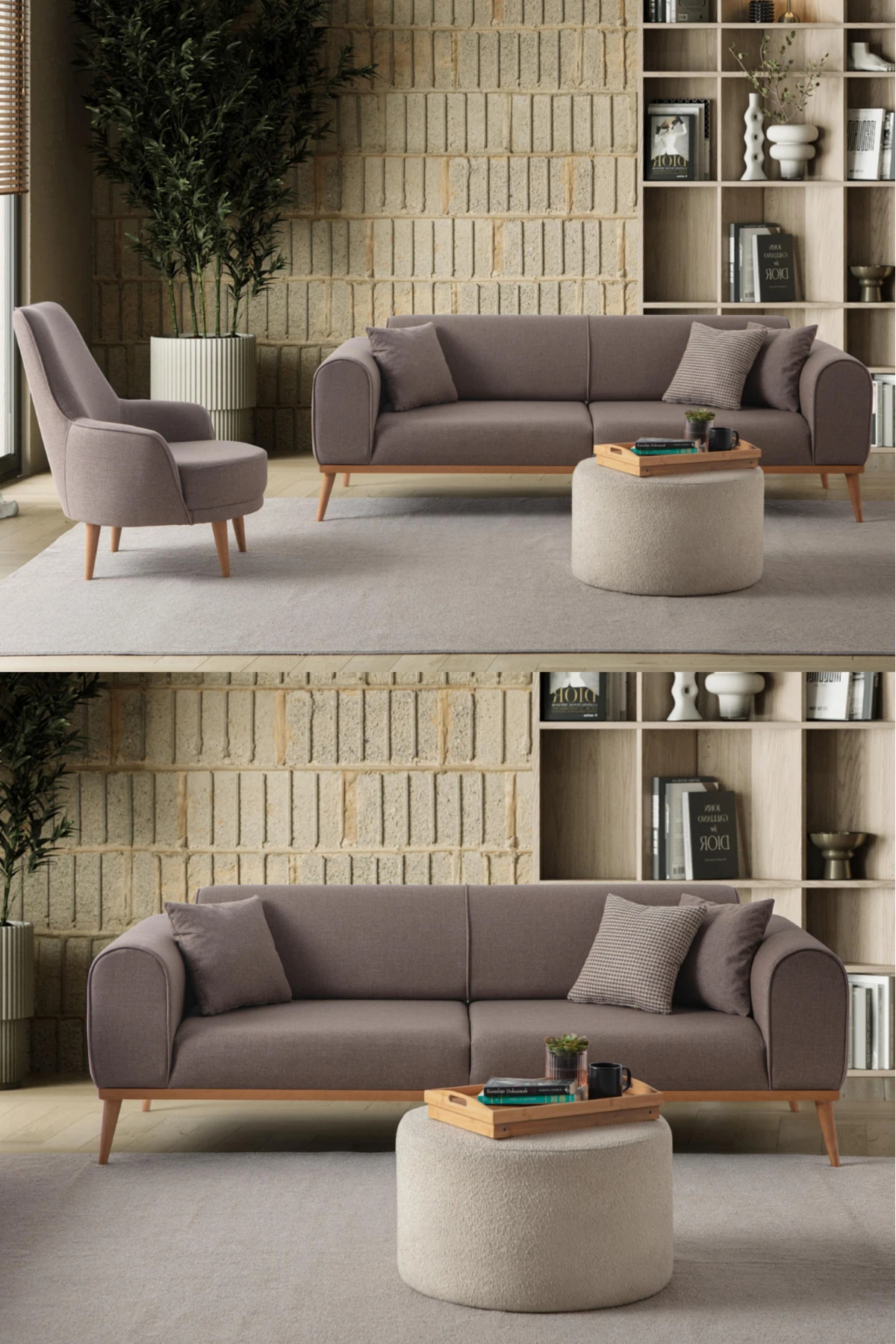 Rebull 3+1 Koltuk Takımı Kahverengi