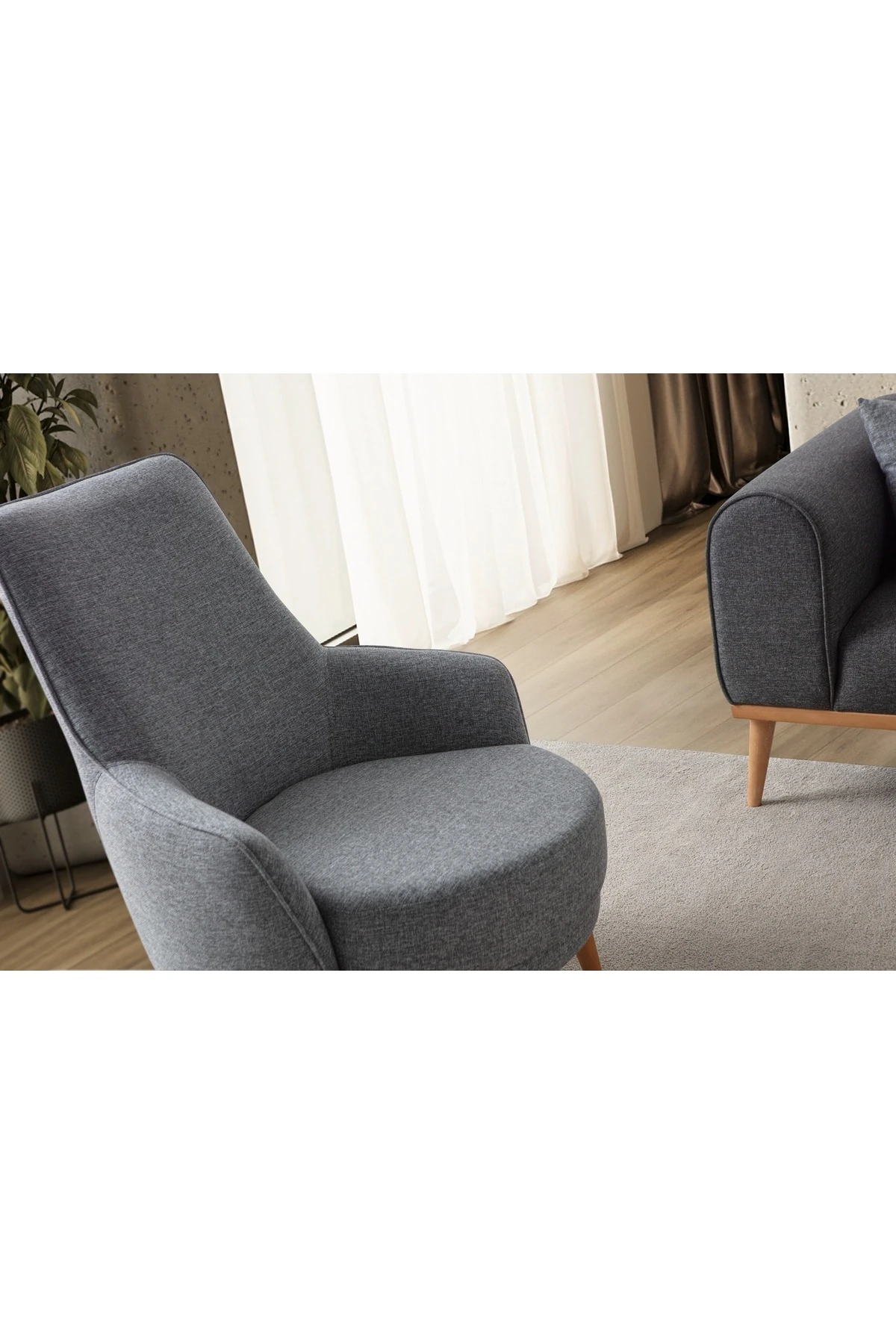 Rebul Keten Berjer Gri Tekli Koltuk