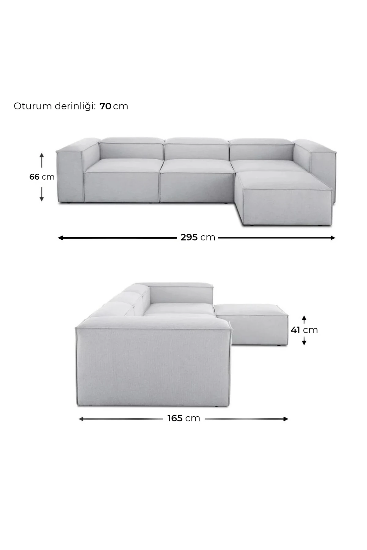 Mira Relax 4 Modül Köşe Koltuk Keten Gri