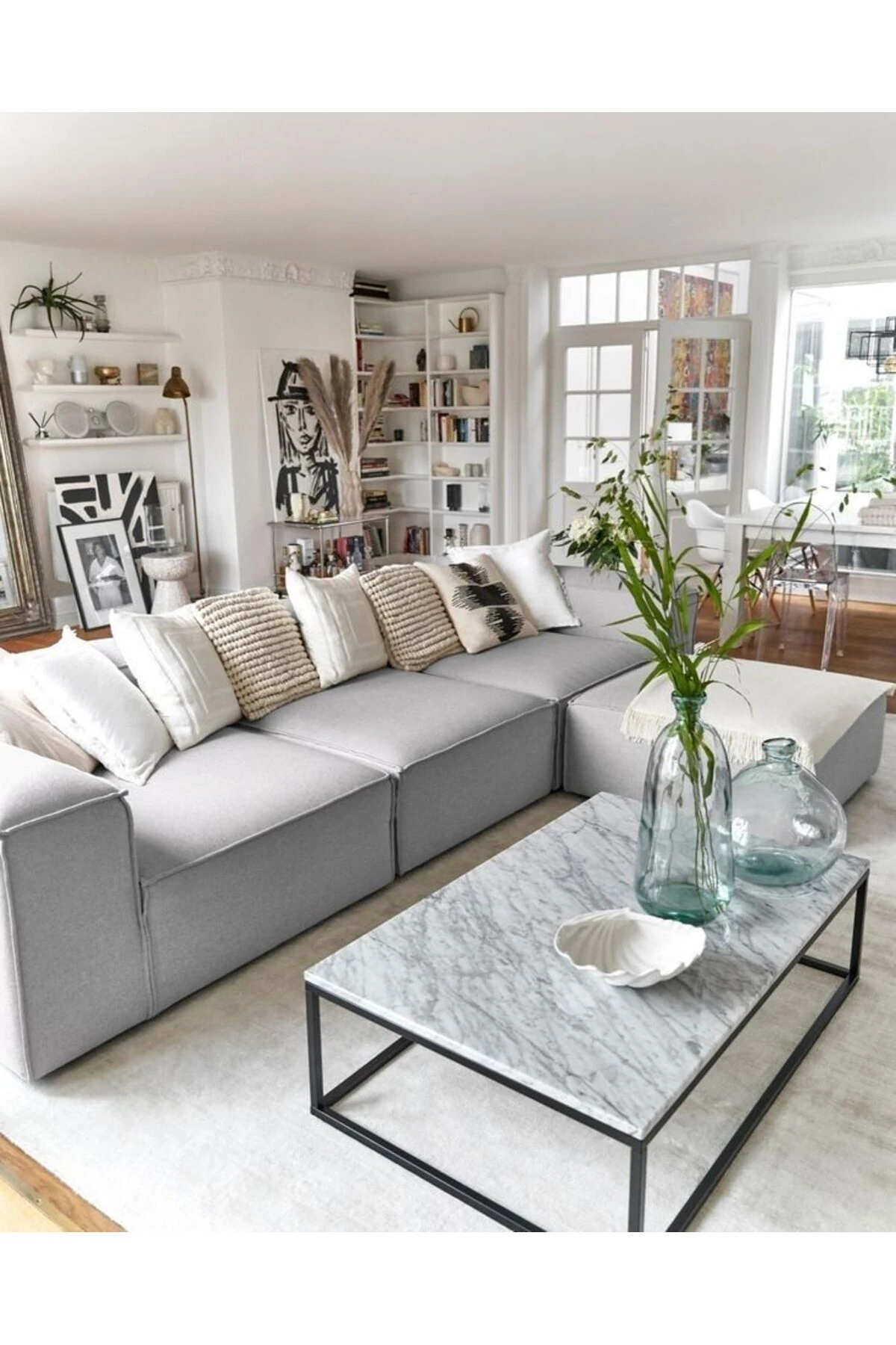 Mira Relax 4 Modül Köşe Koltuk Keten Gri