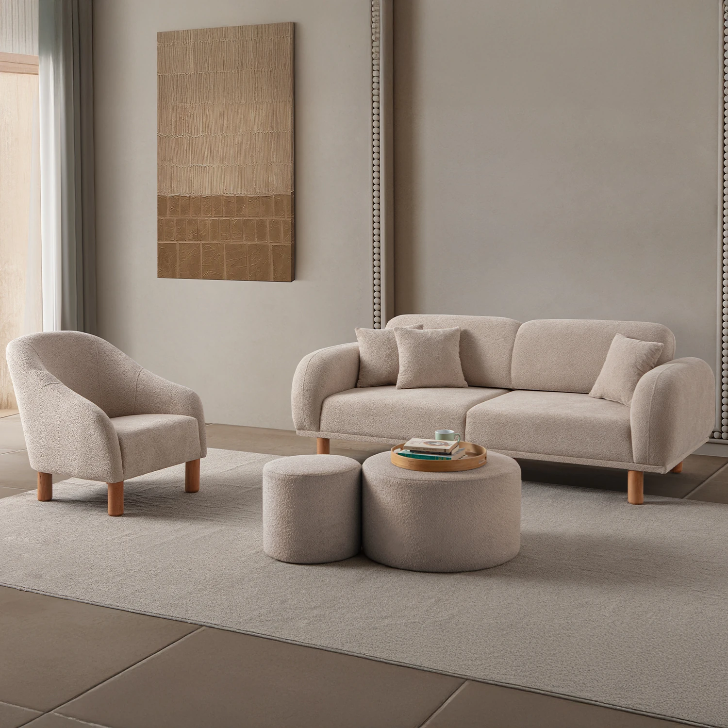 Regnum Koltuk Takımı 3+3+1 Taş Rengi