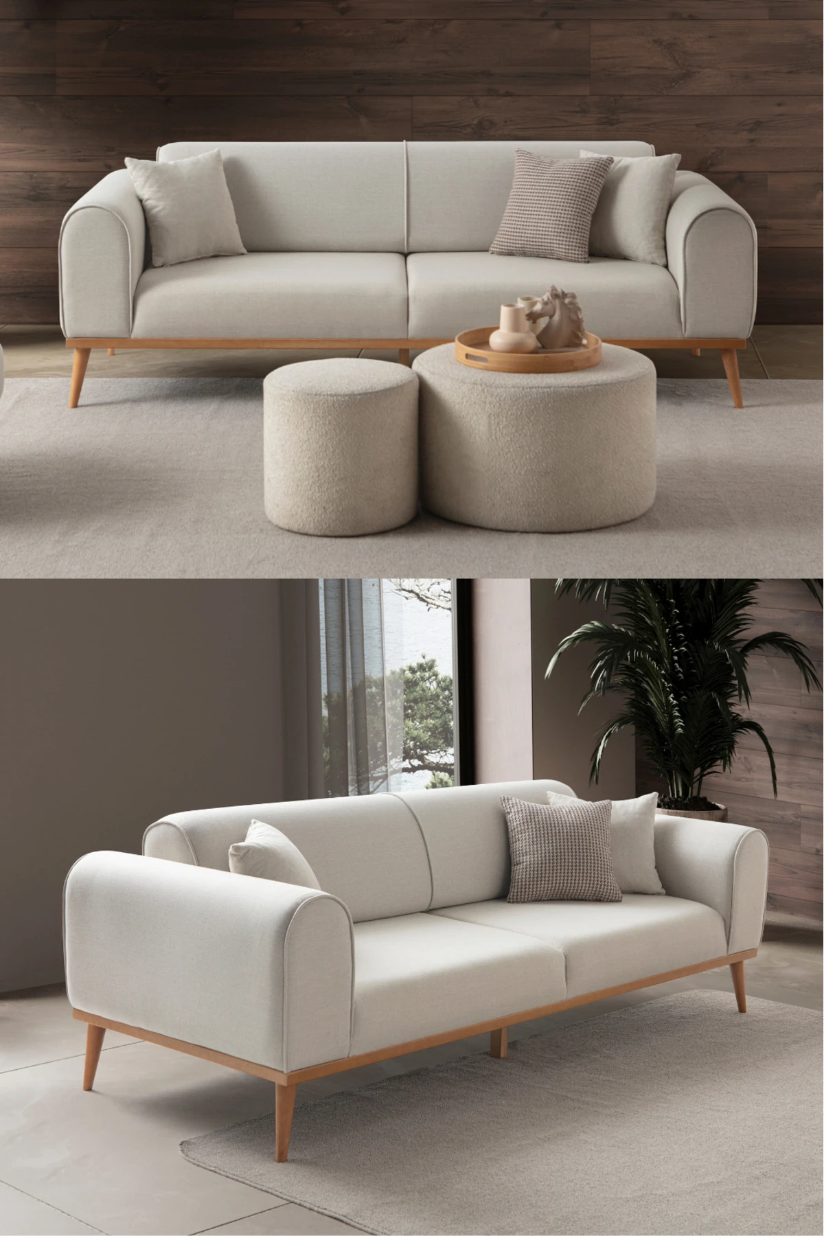 Rebul Üçlü Koltuk Krem