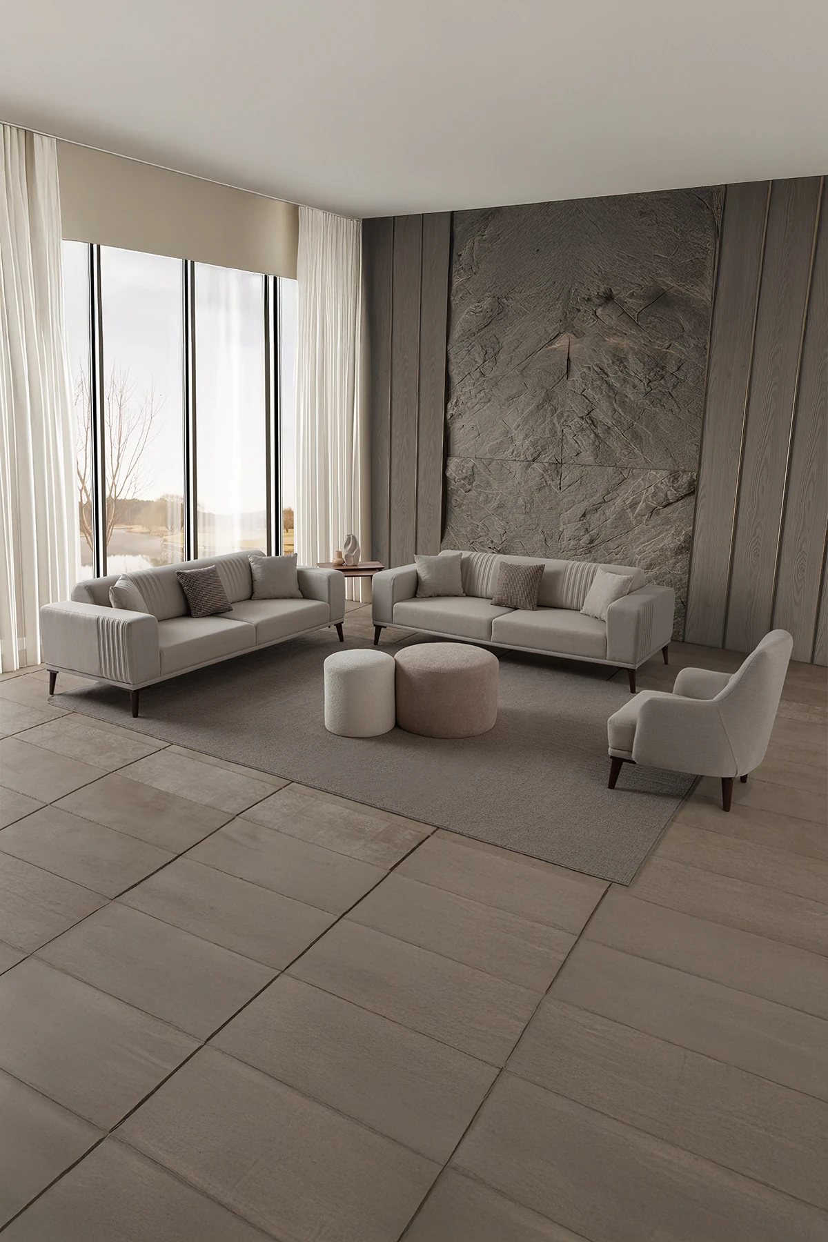 Regnar 3+3+1 Koltuk Takımı Krem