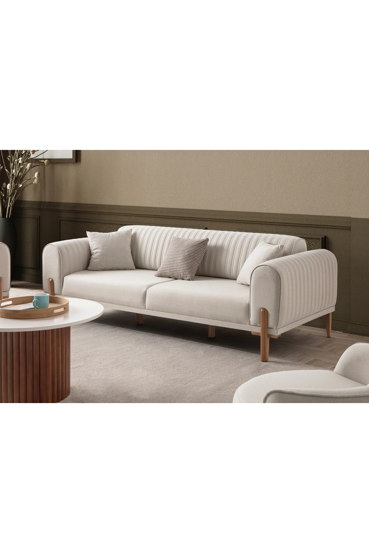 Galata Üçlü Koltuk Krem