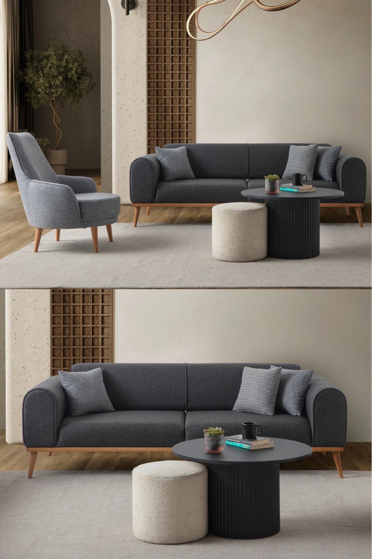 Rebul 3+1 Koltuk Takımı Antrasit