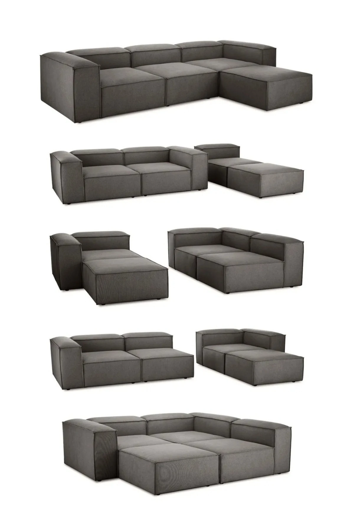 Mira Relax 4 Modül Köşe Koltuk Keten Antrasit