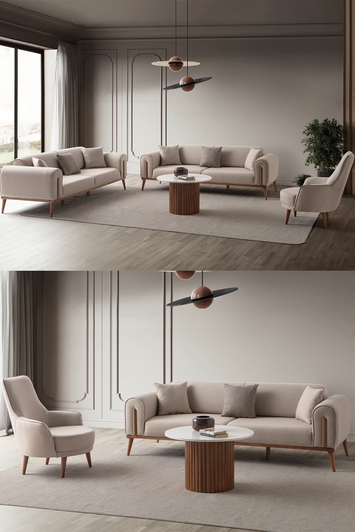 Riva 3+3+1+1 Koltuk Takımı Sütlü Kahve