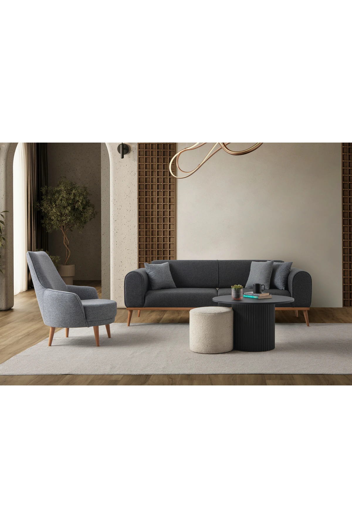 Rebull 3+3+1+1 Koltuk Takımı Antrasit