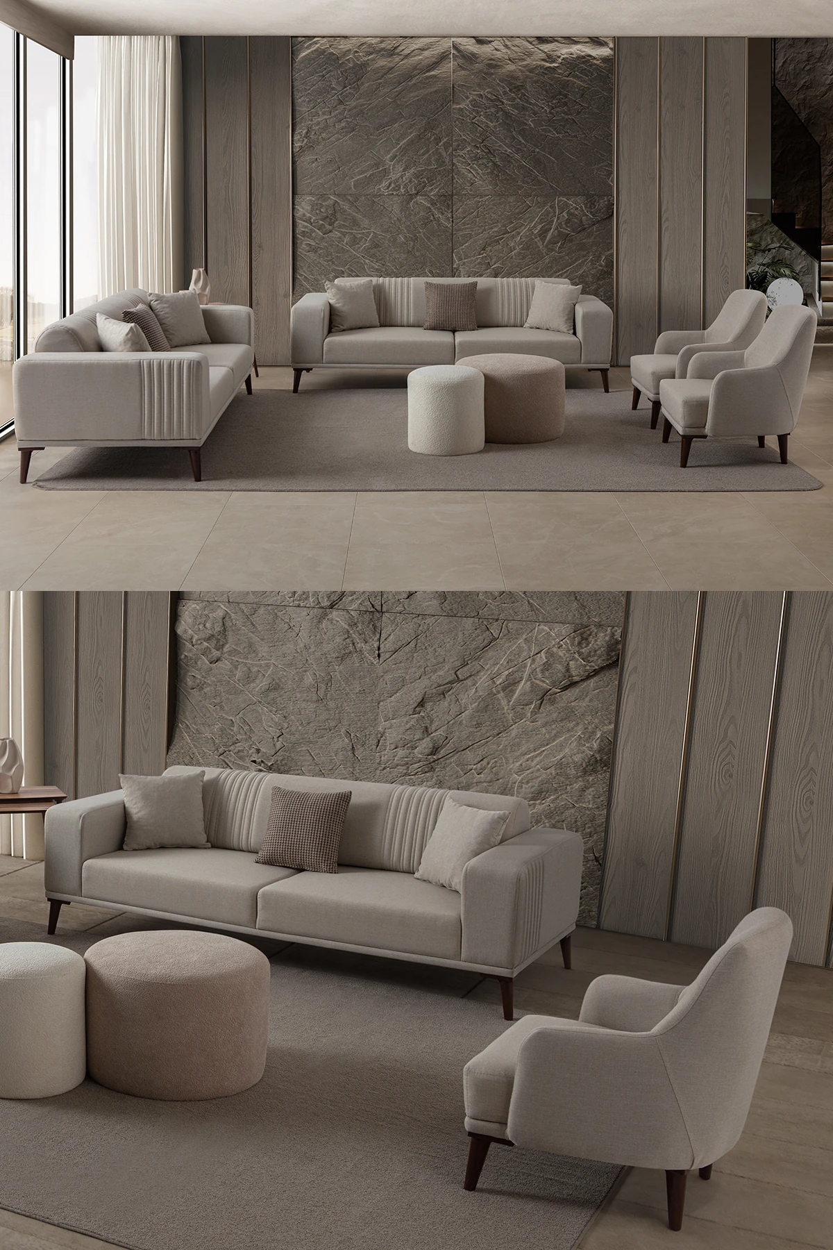 Regnar 3+3+1+1 Koltuk Takımı Krem