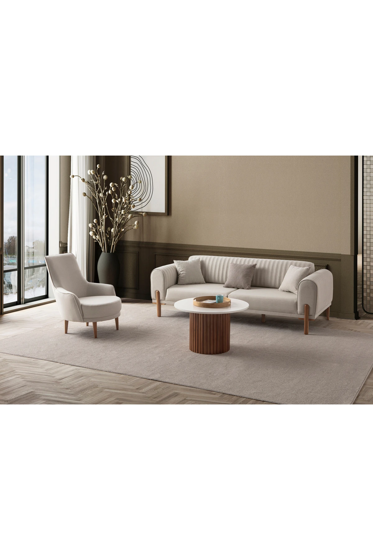 Galata 3+3+1+1 Koltuk Takımı Krem