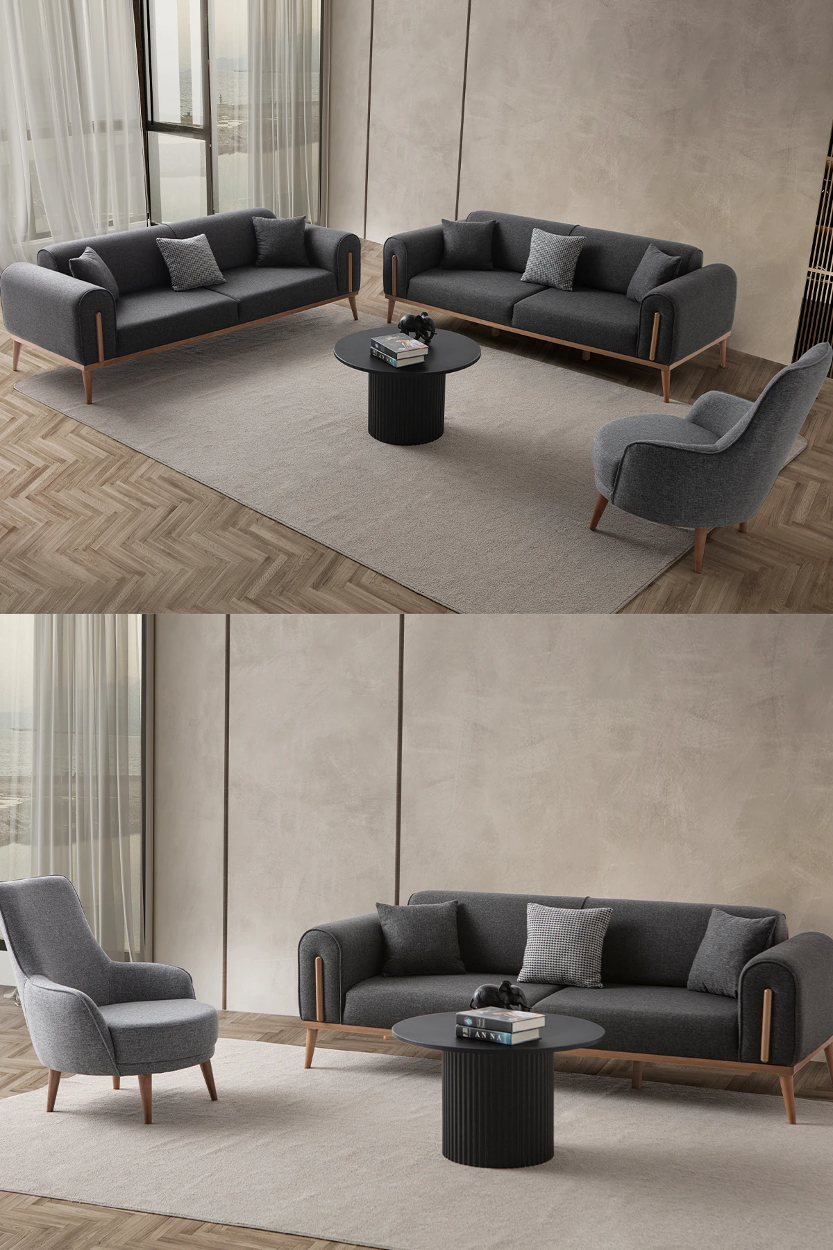 Riva 3+3+1+1 Koltuk Takımı Antrasit