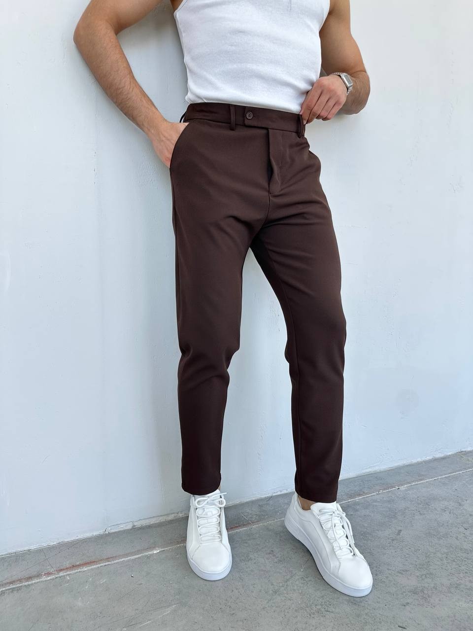 Slim Fit Likralı Erkek Keten Pantolon