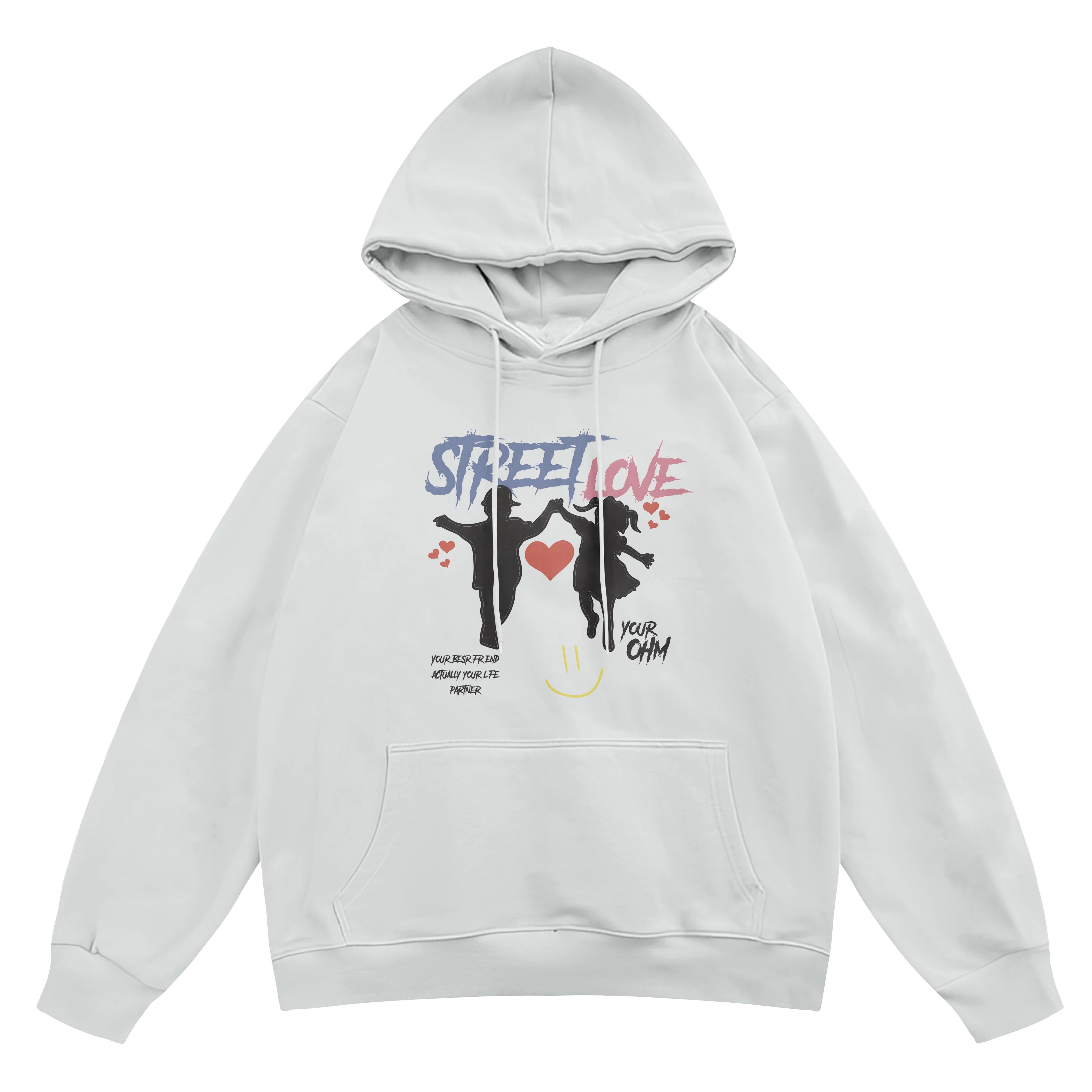 Unisex Street Love Baskılı Kapşonlu Sweatshirt Hoodie