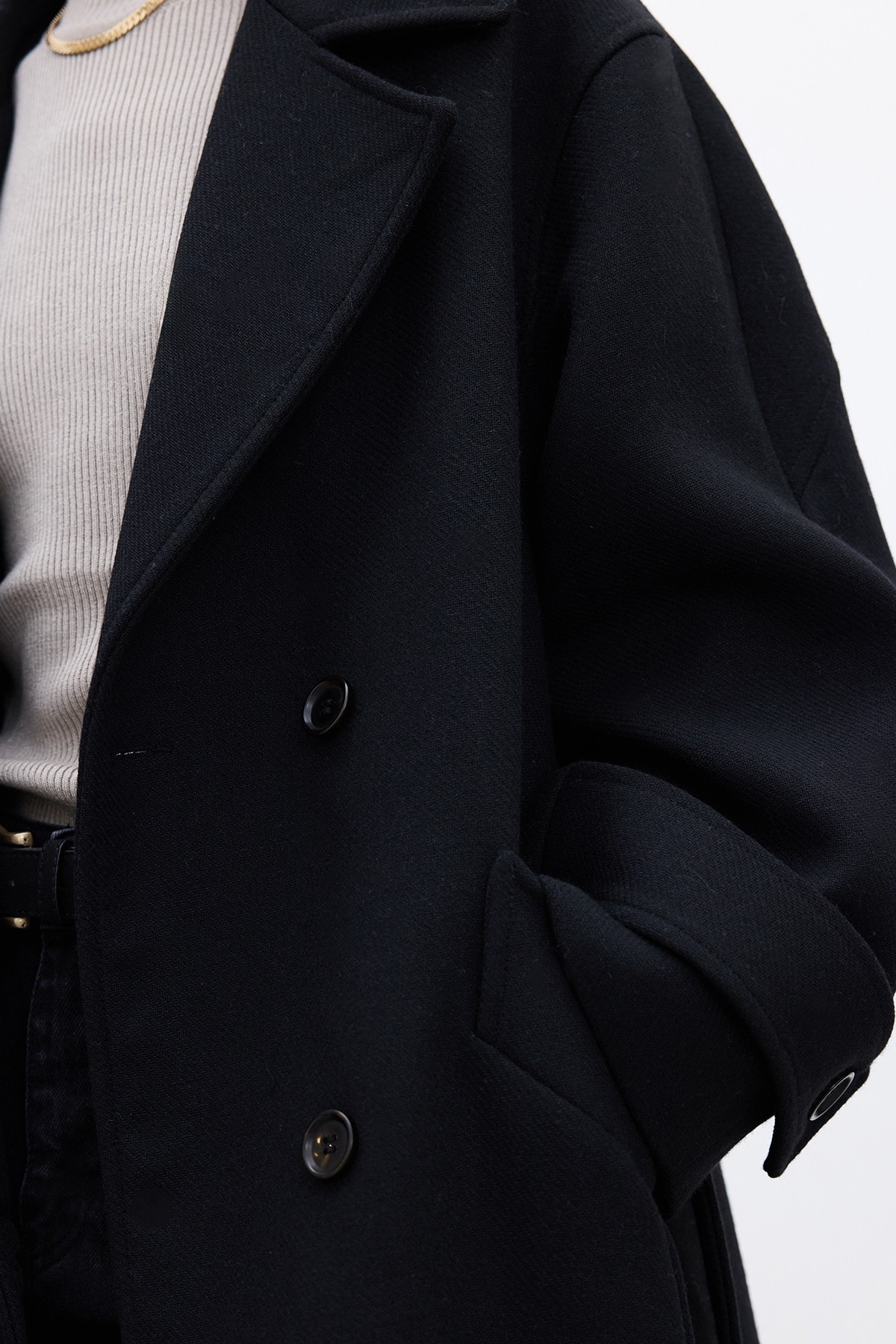 Kemerli Oversize Premium Kadın Kaşe Kaban - Siyah