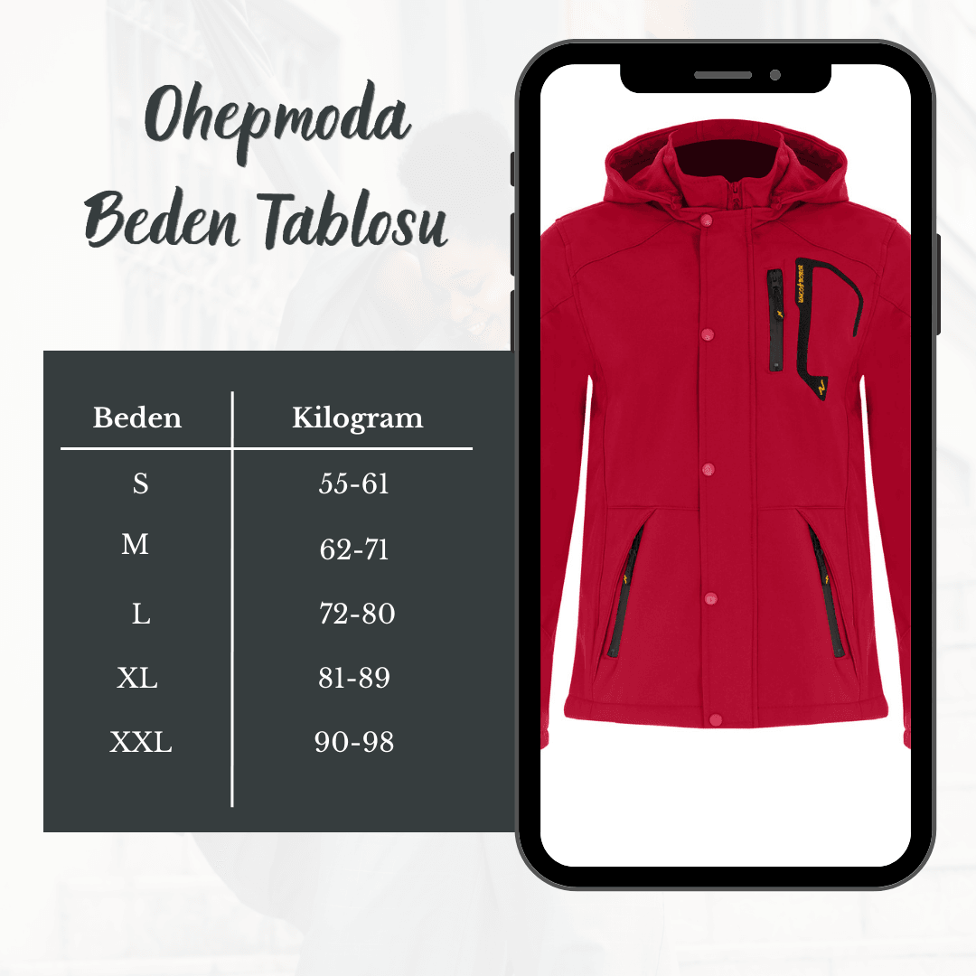 Su ve Rüzgar Geçirmez Kapşonlu Softshell Mont
