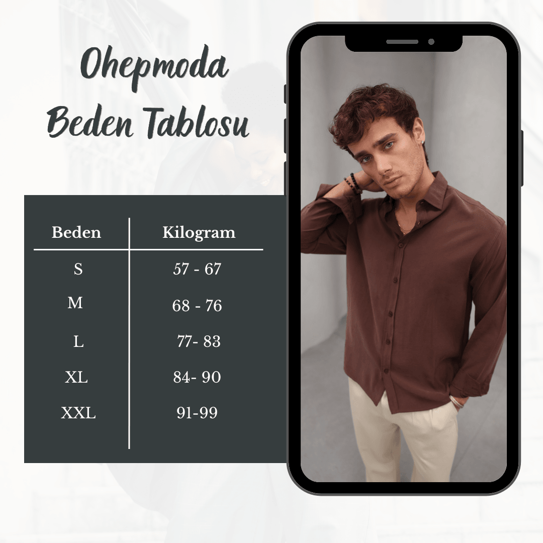 Soft Dokulu Modal Kumaş Erkek Gömlek - Kahverengi