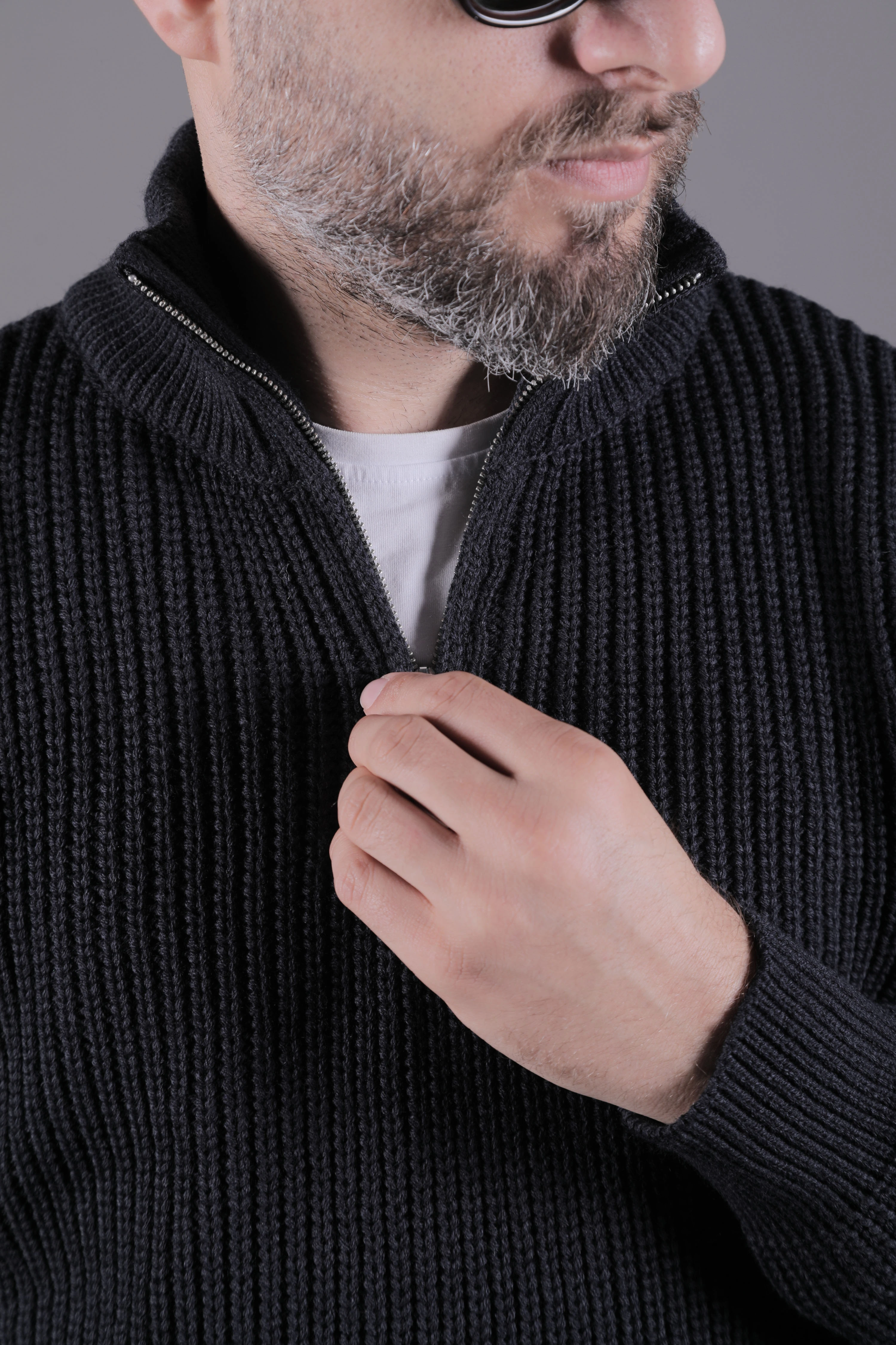 Yarım Fermuarlı Kalın Erkek Kazak - Lacivert