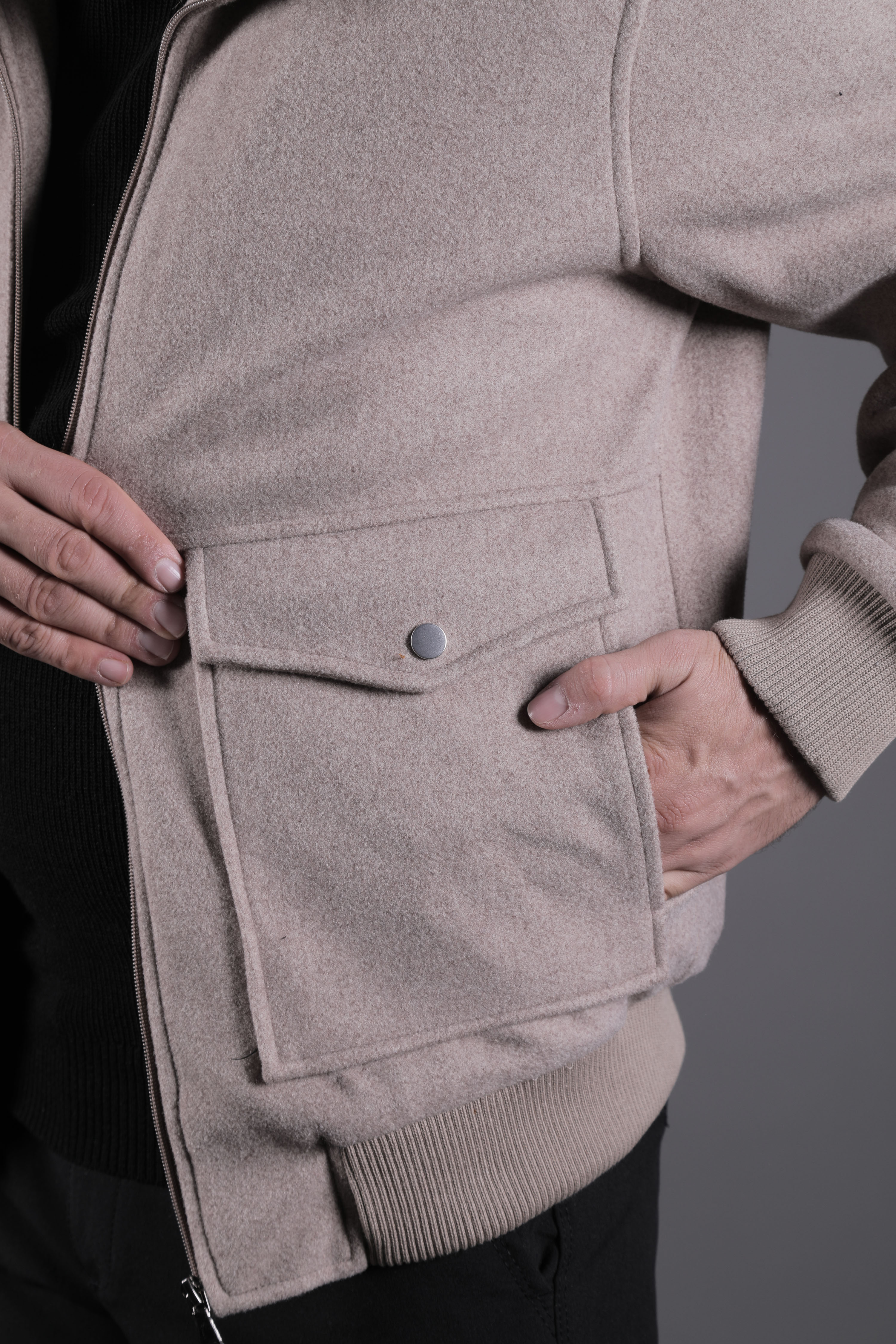 Torba Cepli Ribanalı Erkek Kaşe Kaban Mont - Vizon