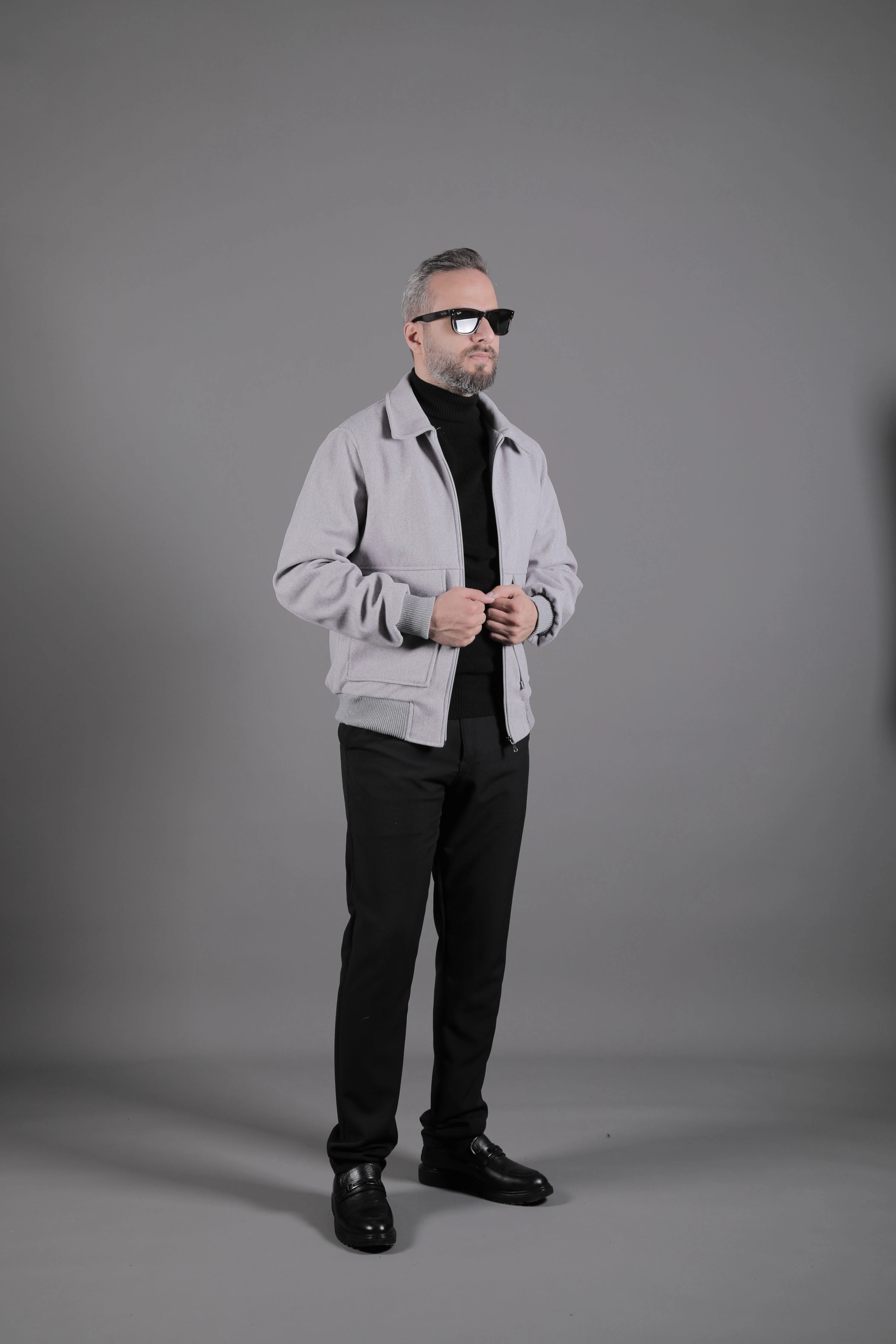 Torba Cepli Ribanalı Erkek Kaşe Kaban Mont - Gri