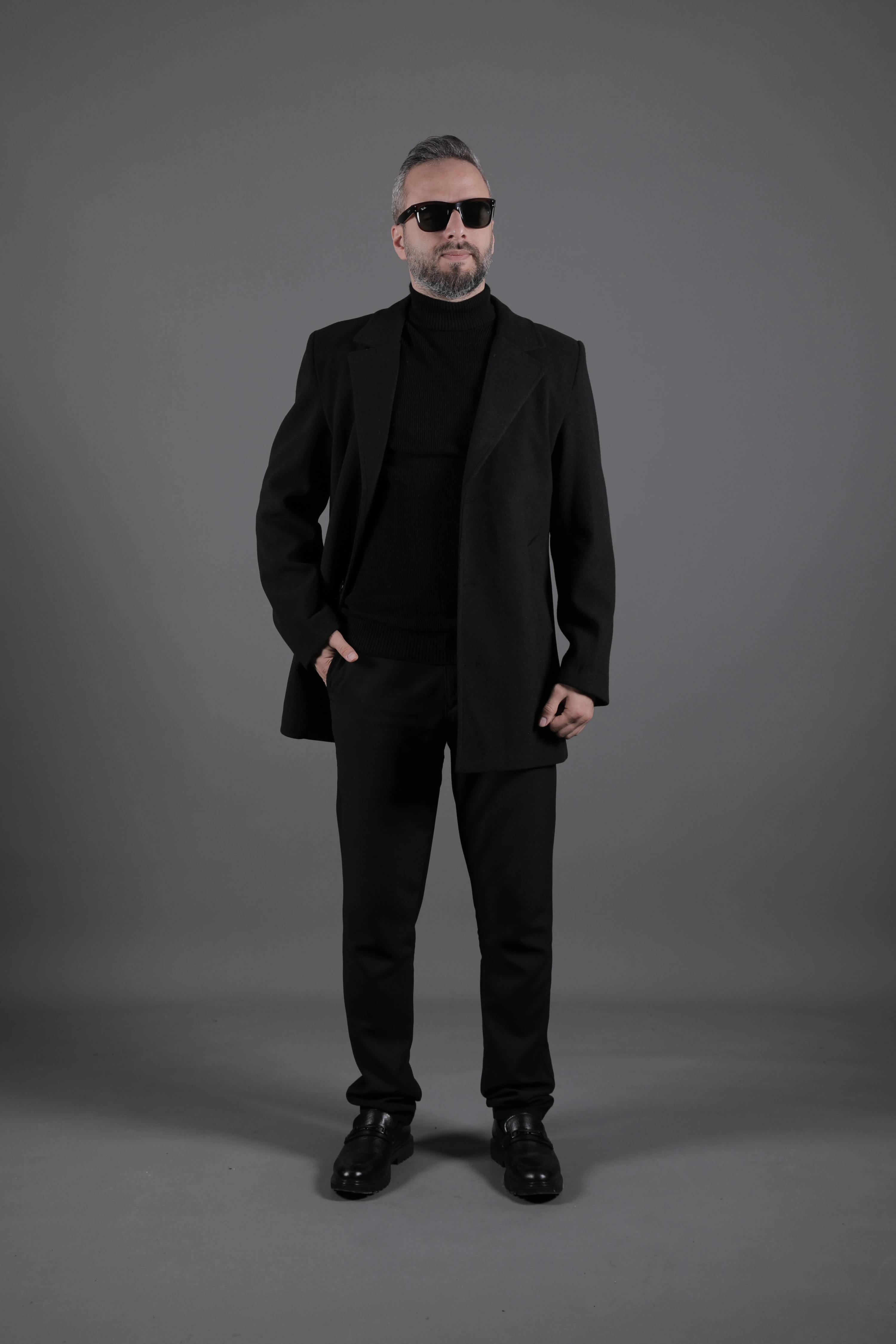 Düğmeli Düz Erkek Kaşe Kaban