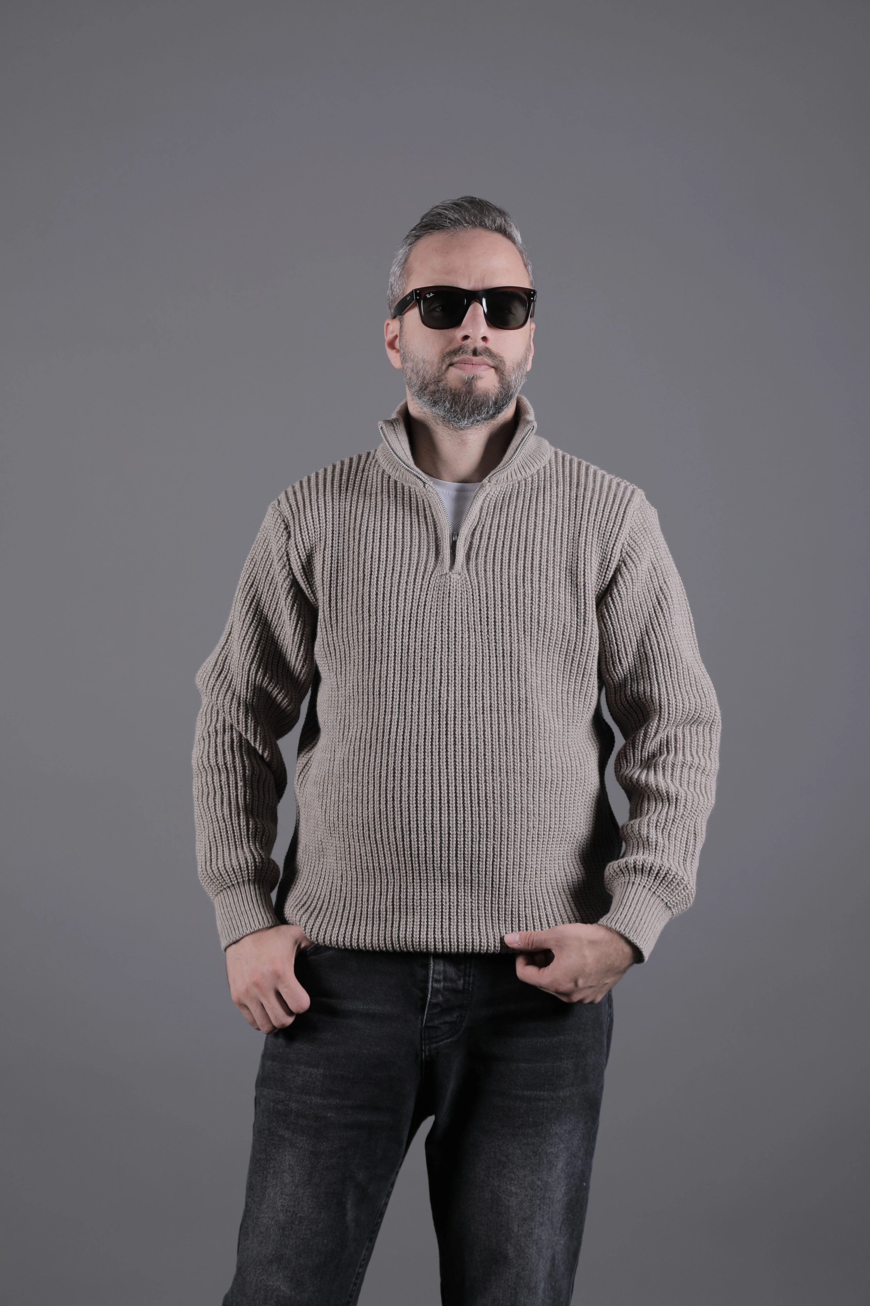 Yarım Fermuarlı Kalın Erkek Kazak