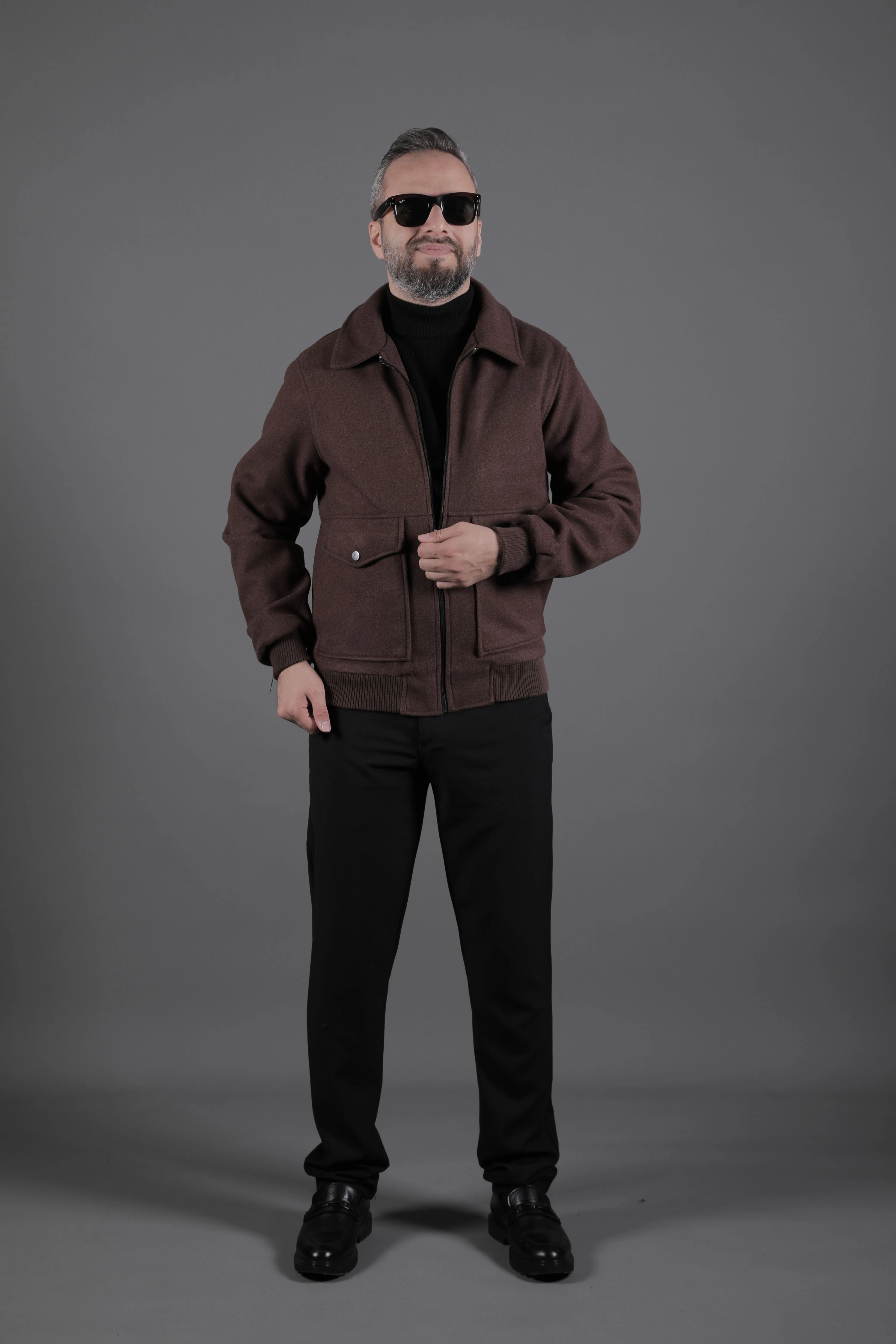 Torba Cepli Ribanalı Erkek Kaşe Kaban Mont - Kahverengi