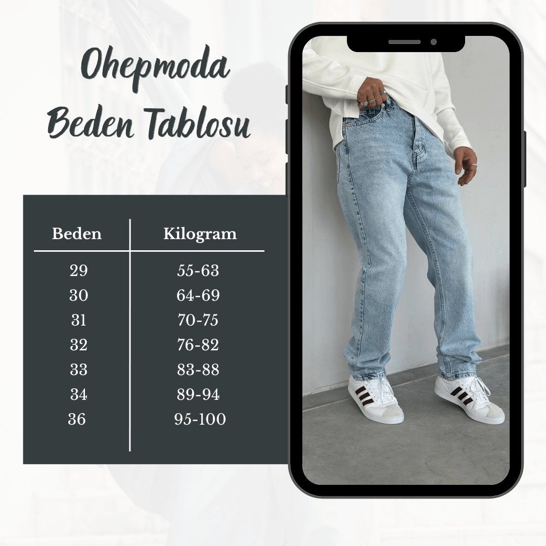 Erkek Baggy Kalıp Kot Pantolon - Paça Uzun ve Geniş - Açık Mavi