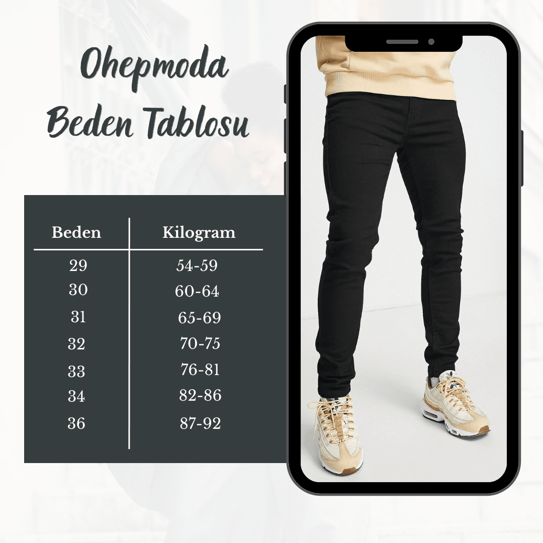 Skinny Fit Dar Kesim Erkek Kot Pantolon - Siyah