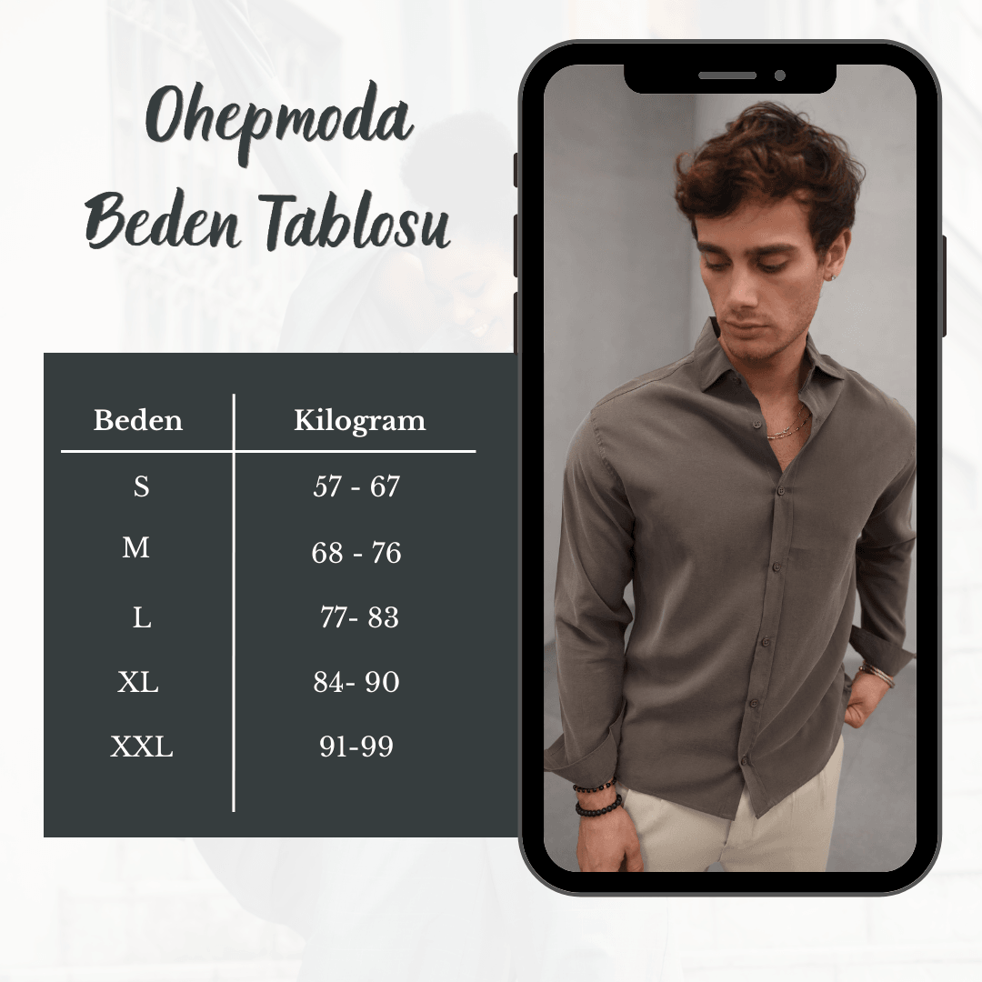 Soft Dokulu Modal Kumaş Erkek Gömlek - Haki
