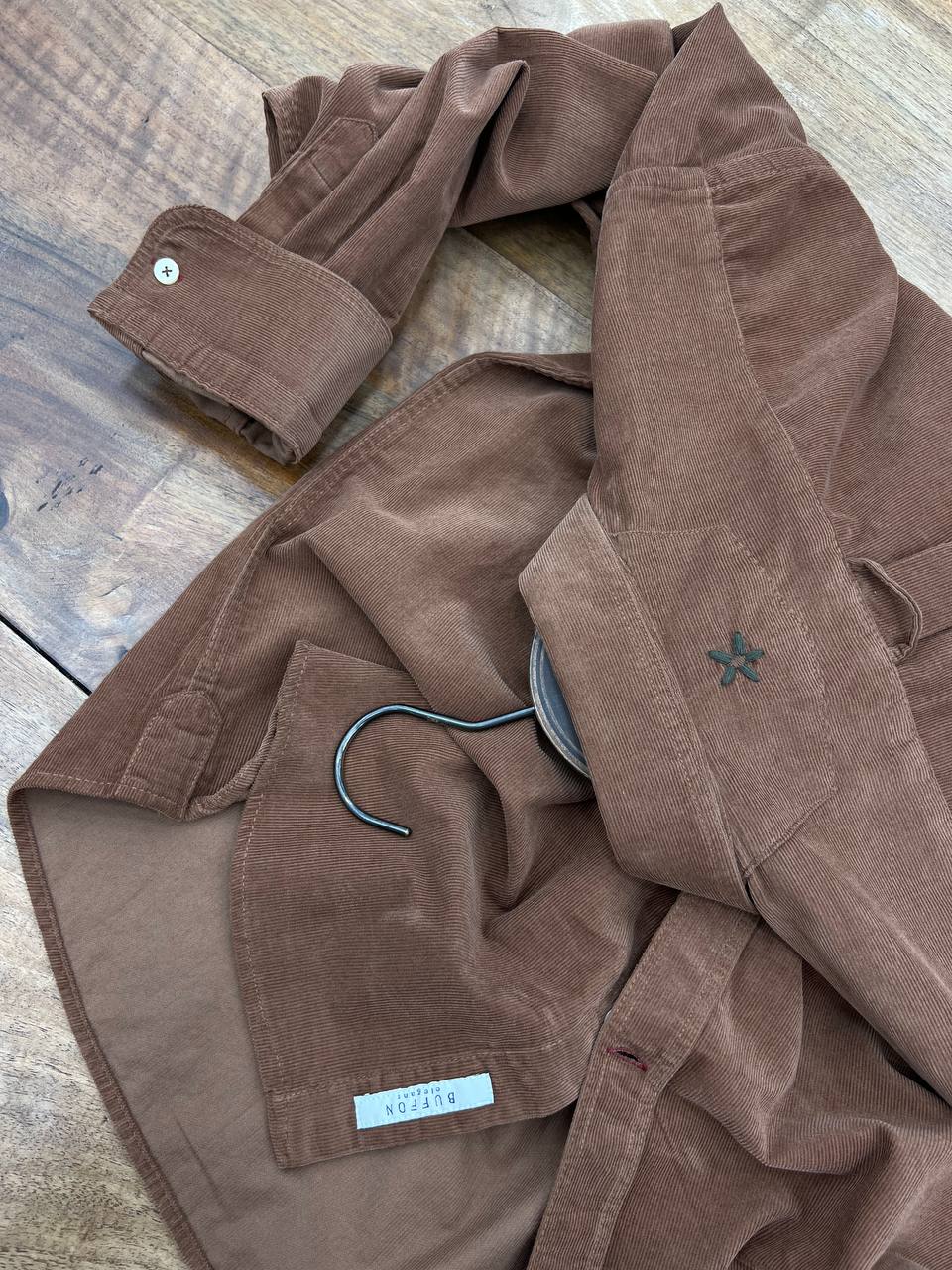 Yıkamalı Erkek Kadife Gömlek - Kahverengi