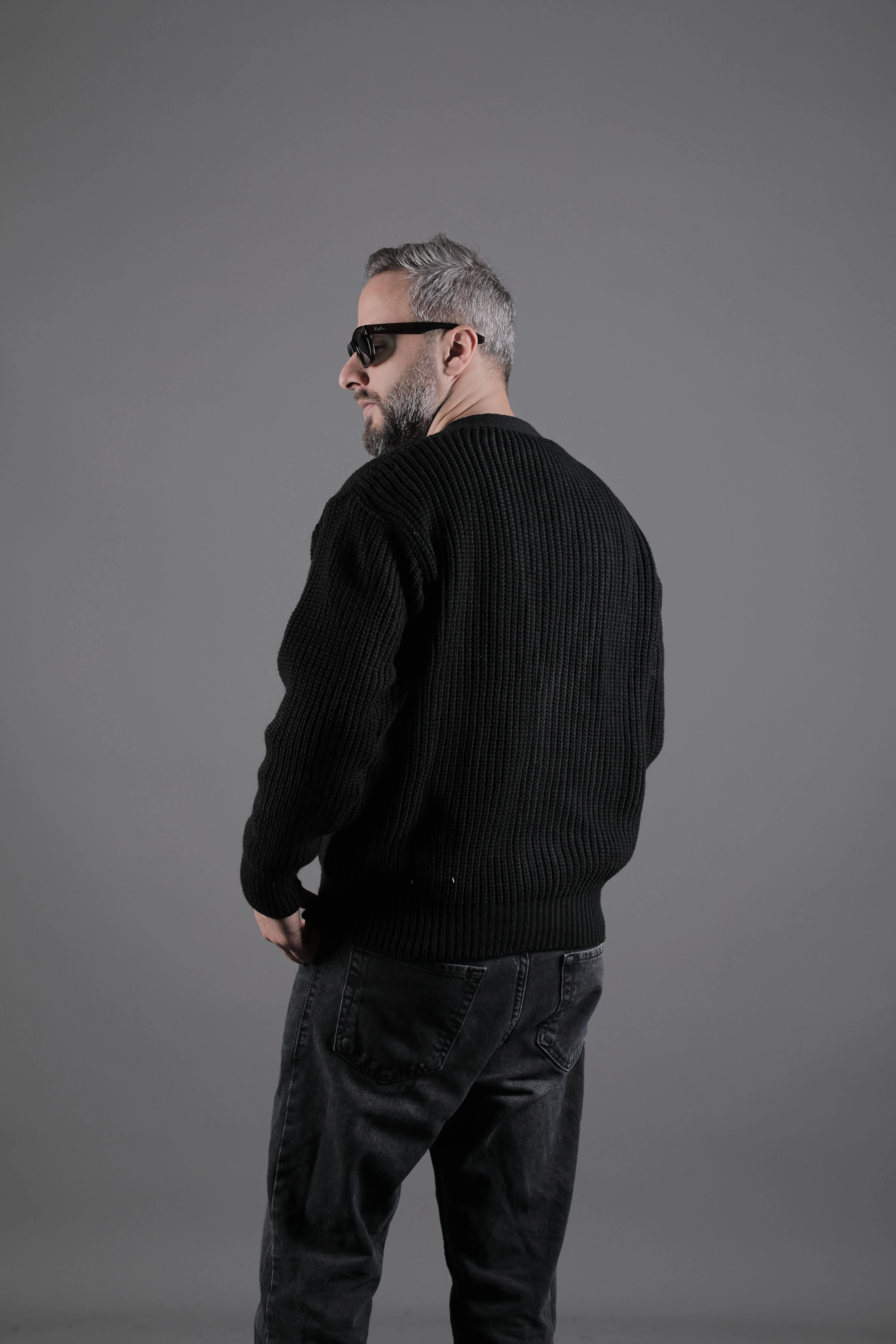 Dokulu Oversize Erkek Kalın Hırka