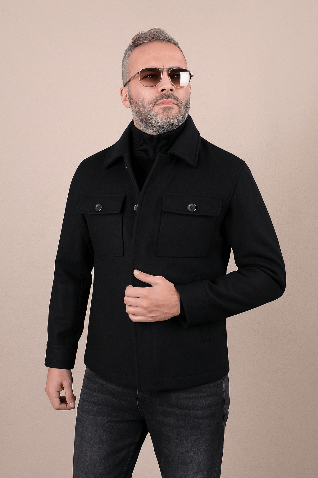 İtalyan Stil Slim Fit Erkek Kaşe Kaban