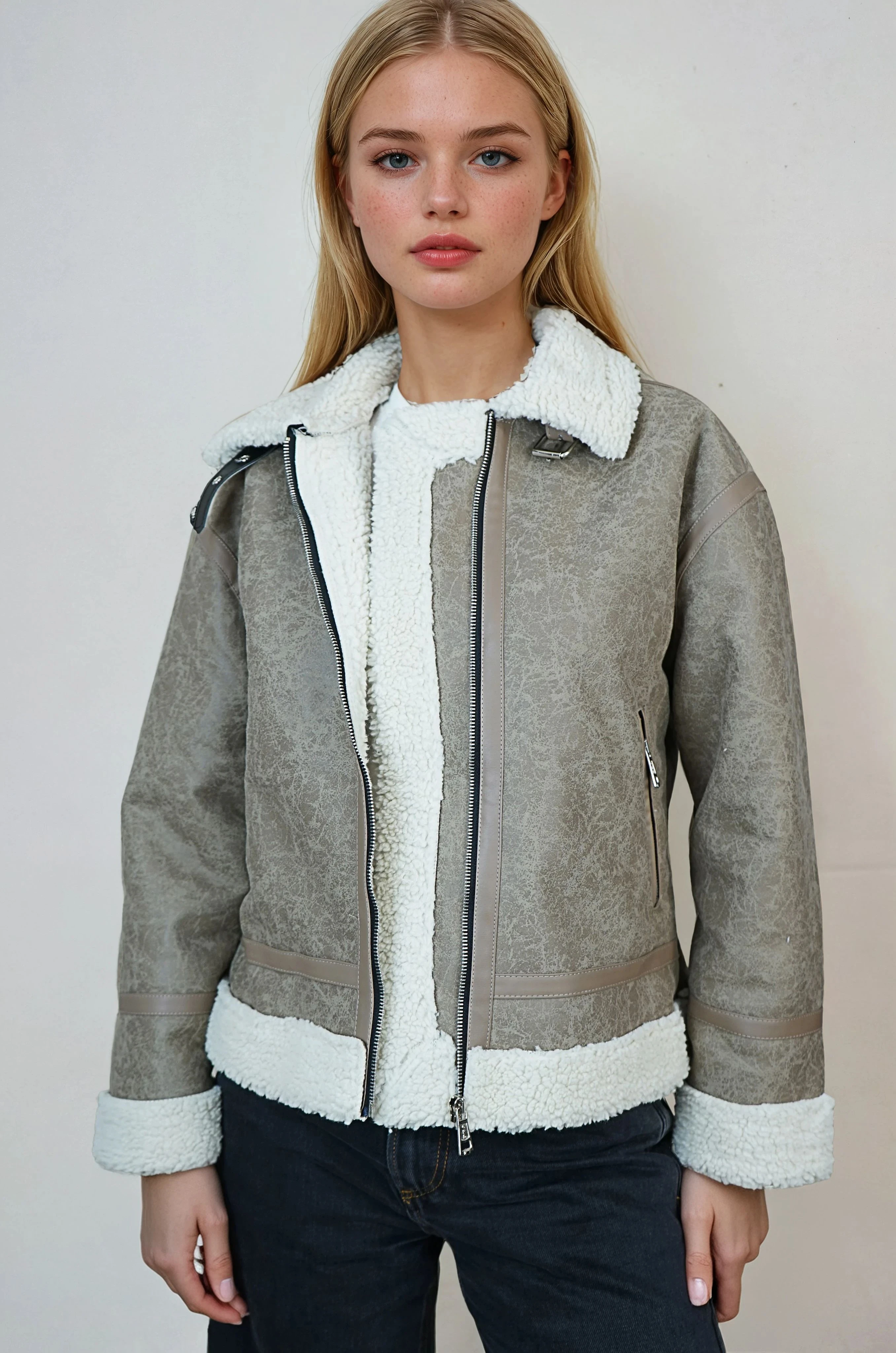 İçi Kürklü Kadın Napa Mont - Sütlü Kahve