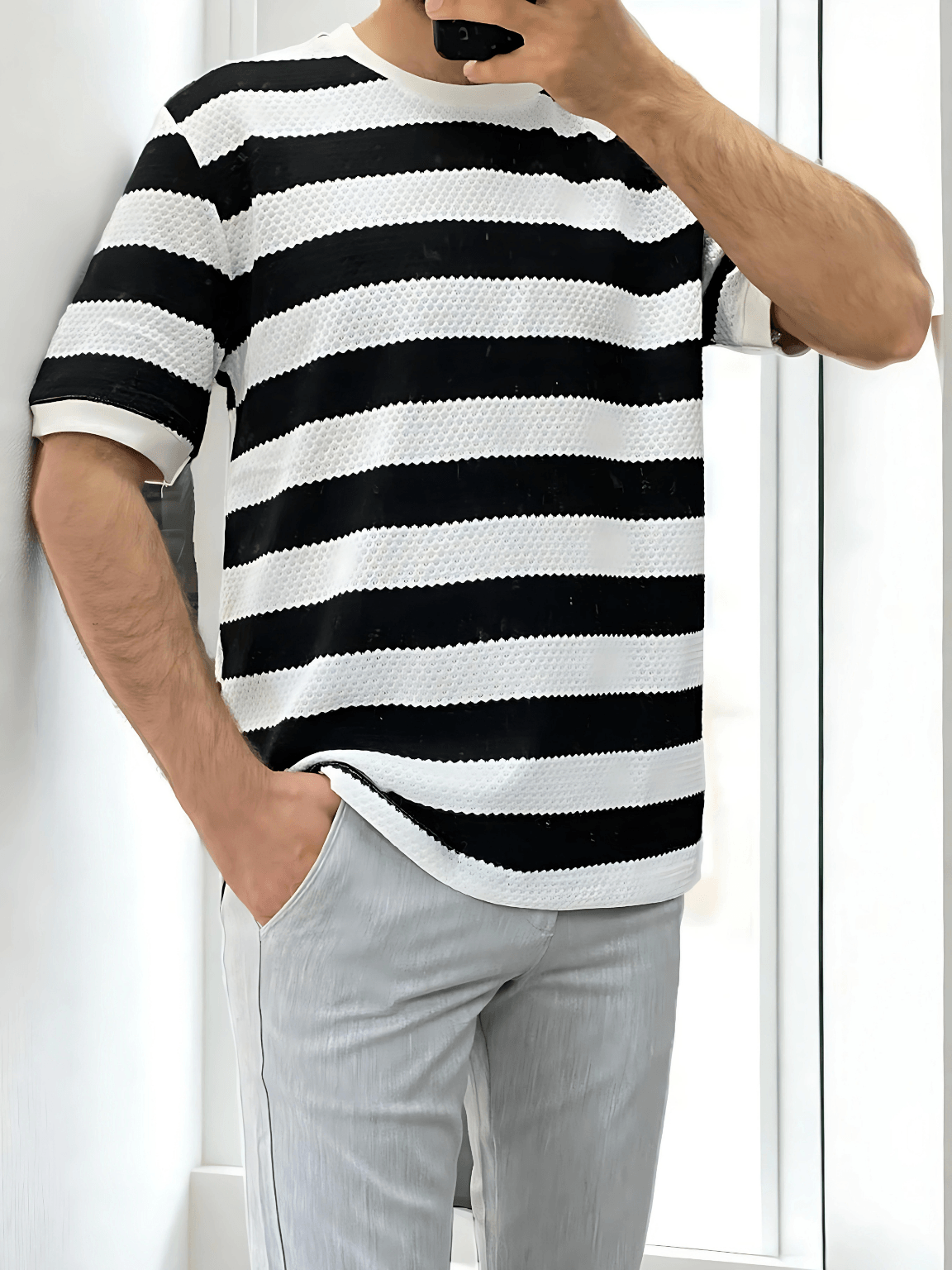 Triko Kumaş Ribanalı Erkek Tişört