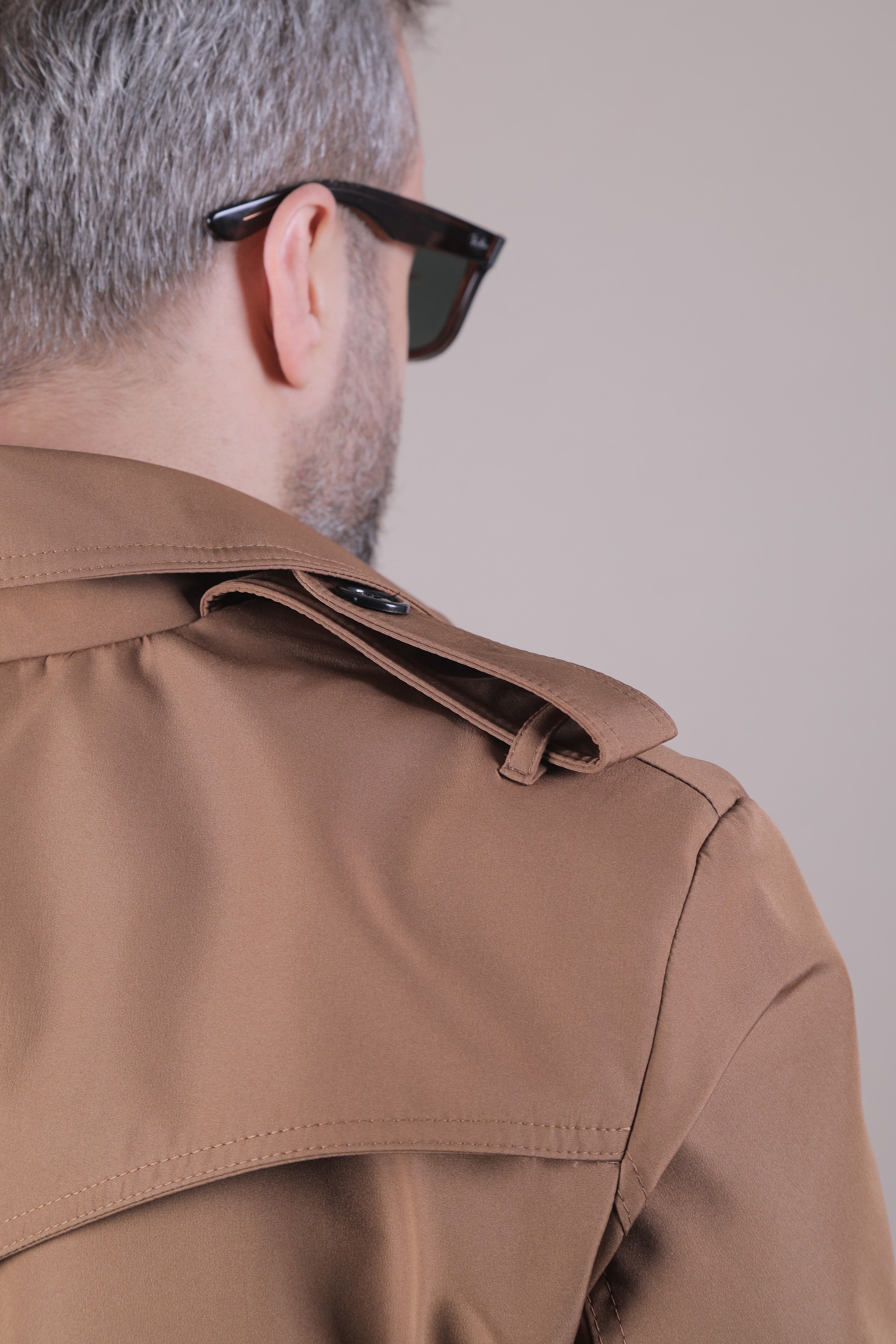 Slim Fit Kemerli Erkek Trençkot - Kahverengi