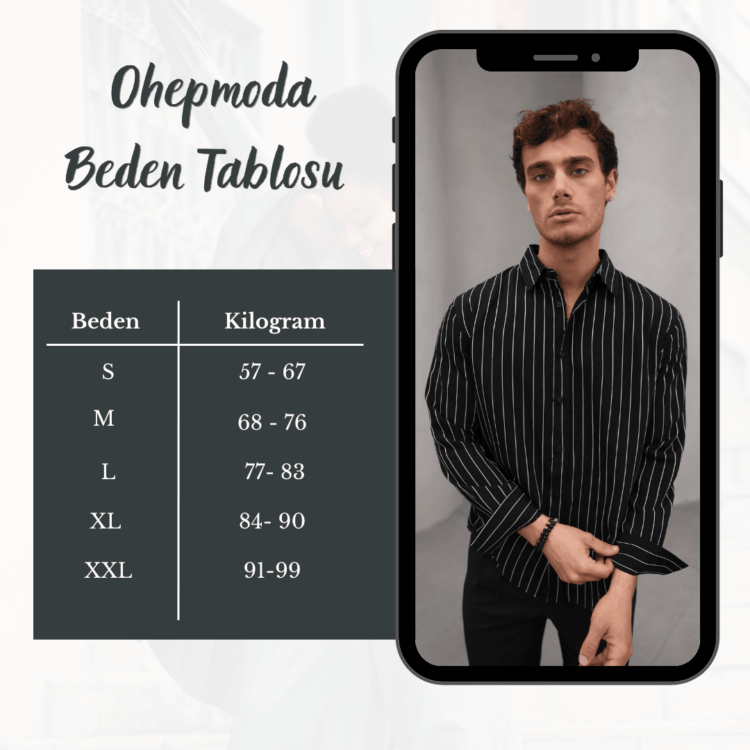 Çizgili Modal Soft Kumaş Erkek Gömlek - Siyah
