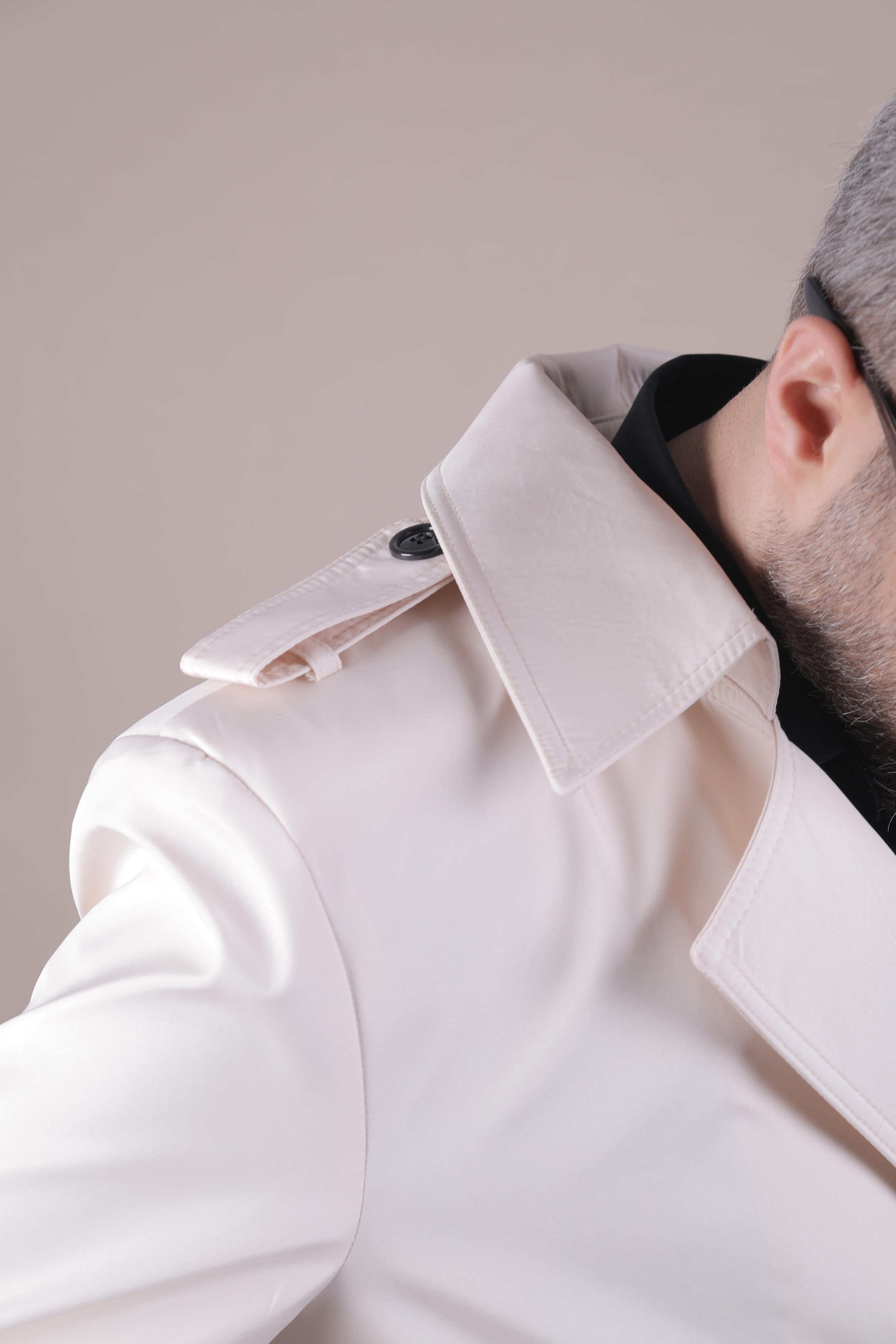 Slim Fit Kemerli Erkek Trençkot - Bej
