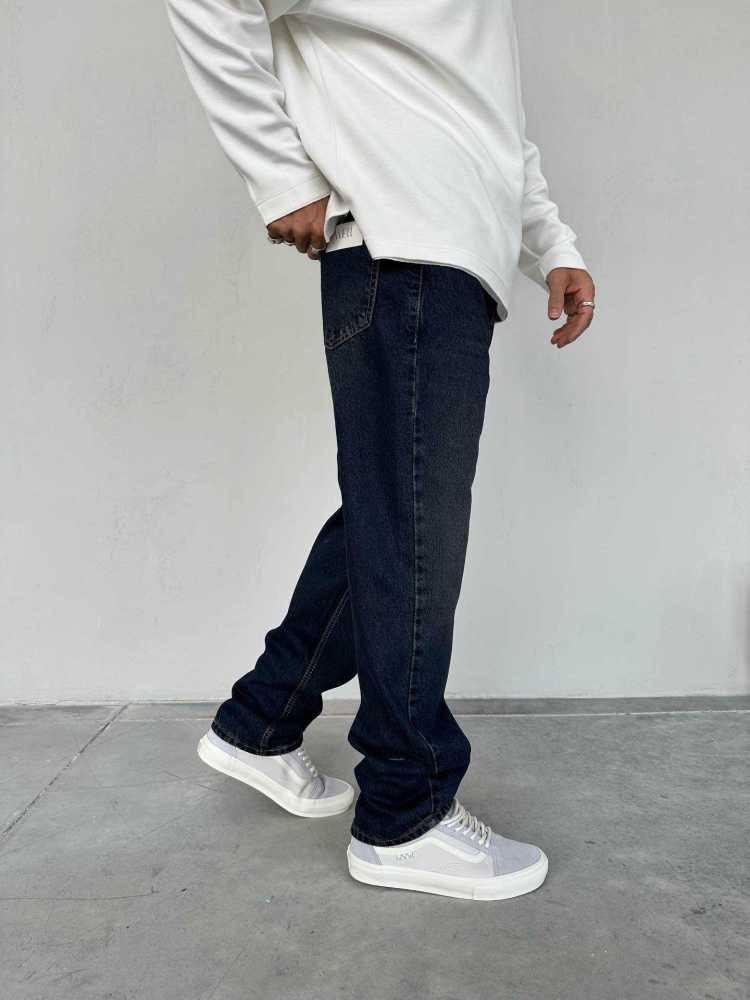 Erkek Baggy Kalıp Kot Pantolon - Paça Uzun ve Geniş - Kahve Tintli