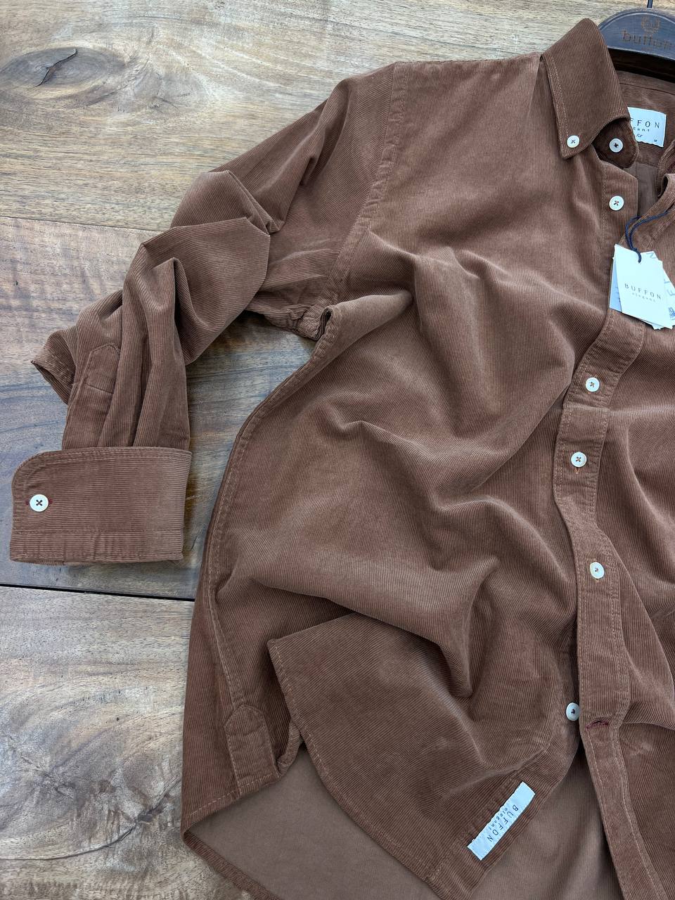 Yıkamalı Erkek Kadife Gömlek - Kahverengi