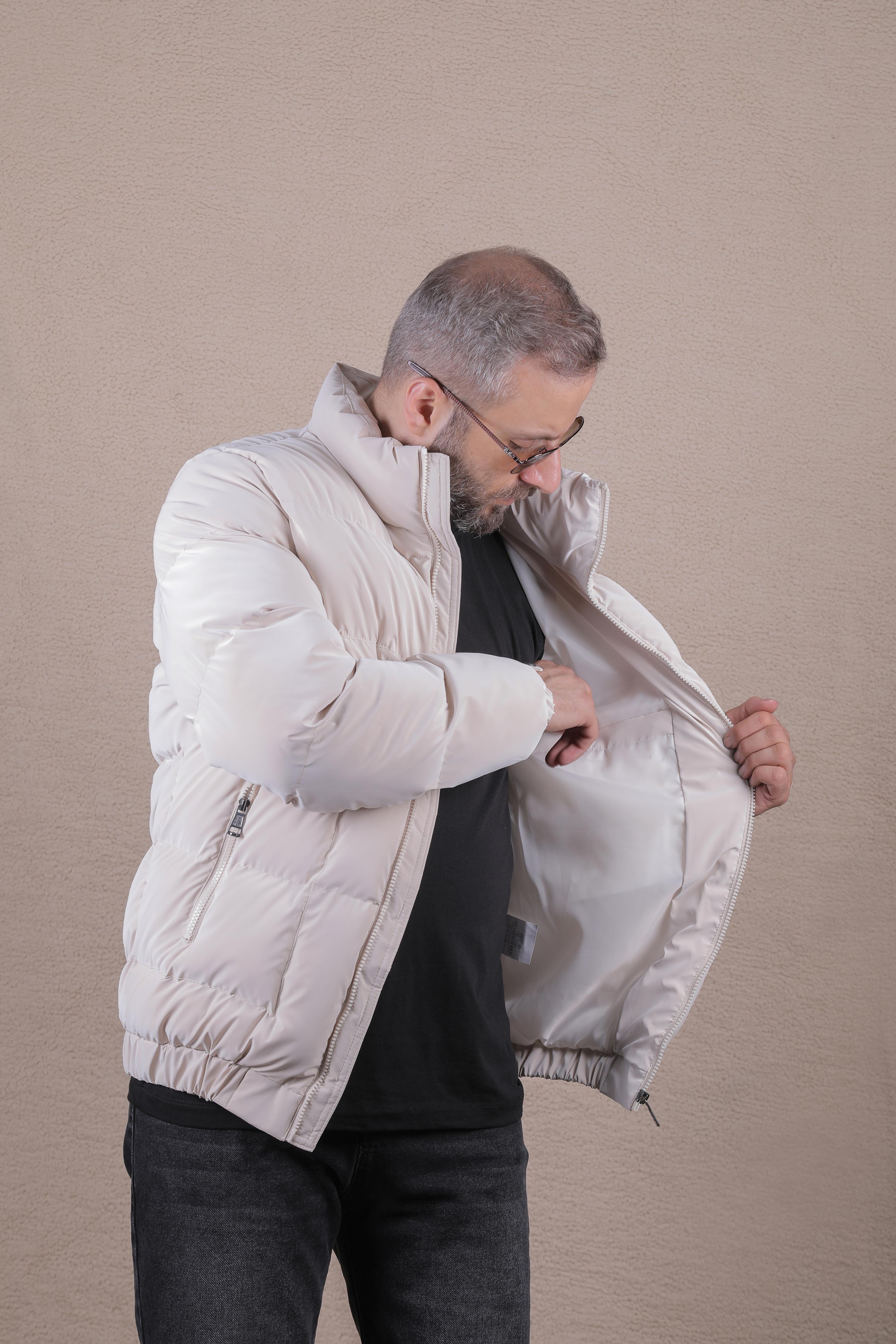 Dik Yaka Nova Soft Kumaş Erkek Şişme Mont